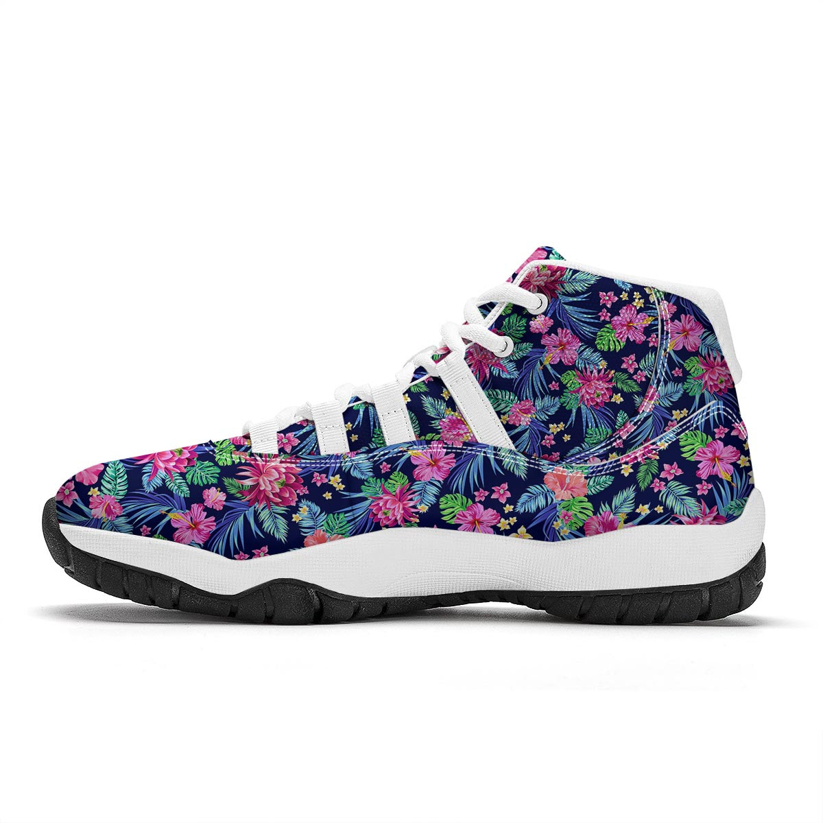 Tropical Floral White Bball Shoes-grizzshop