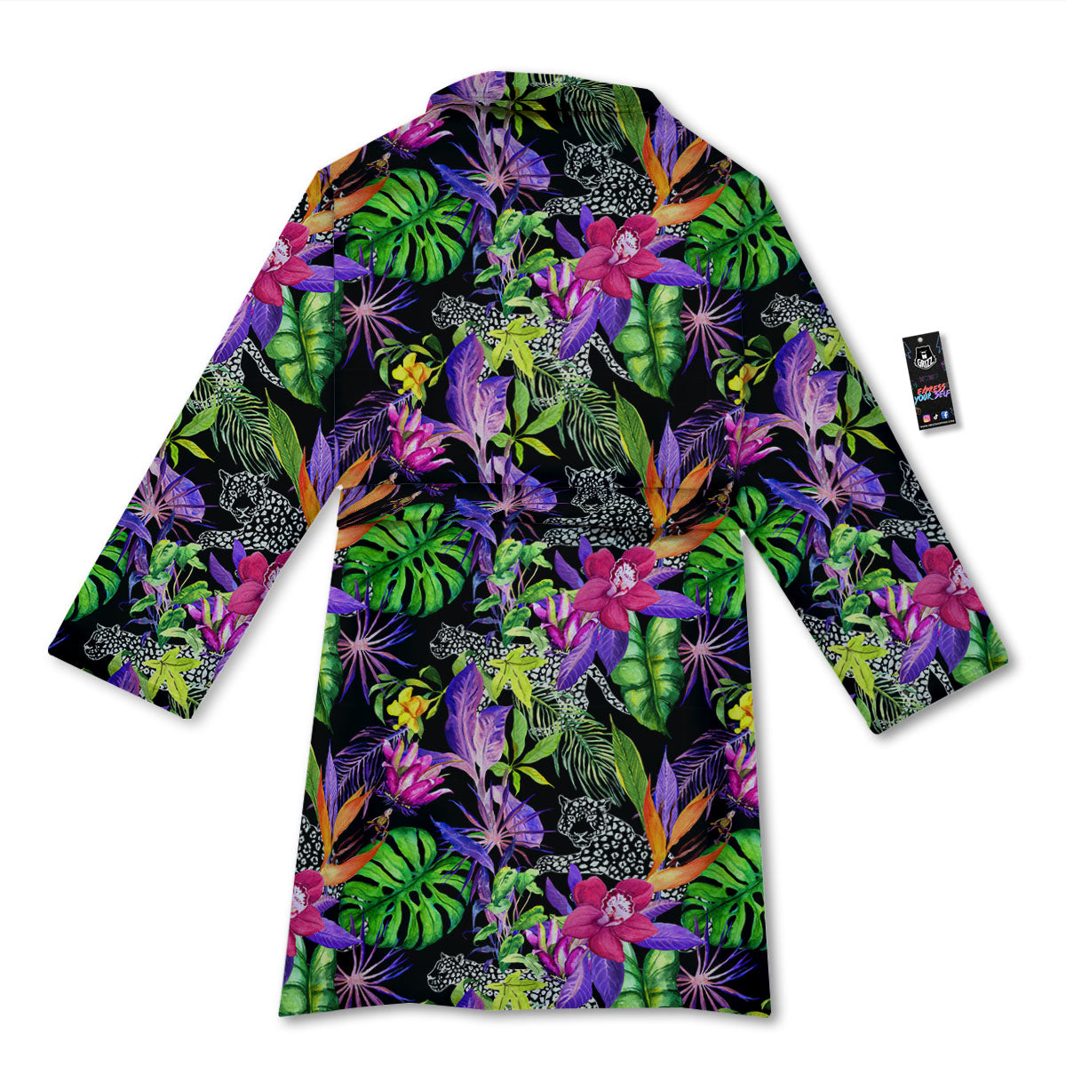 Tropical Flower Leaf Light Print Pattern Bathrobe-grizzshop
