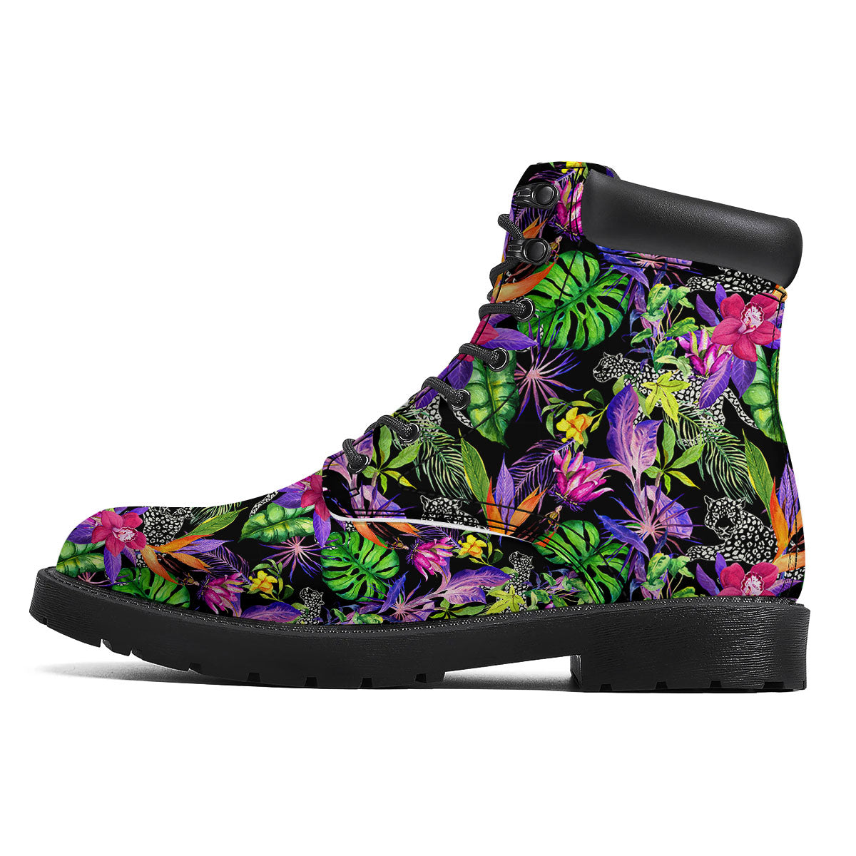 Tropical Flower Leaf Light Print Pattern Boots-grizzshop