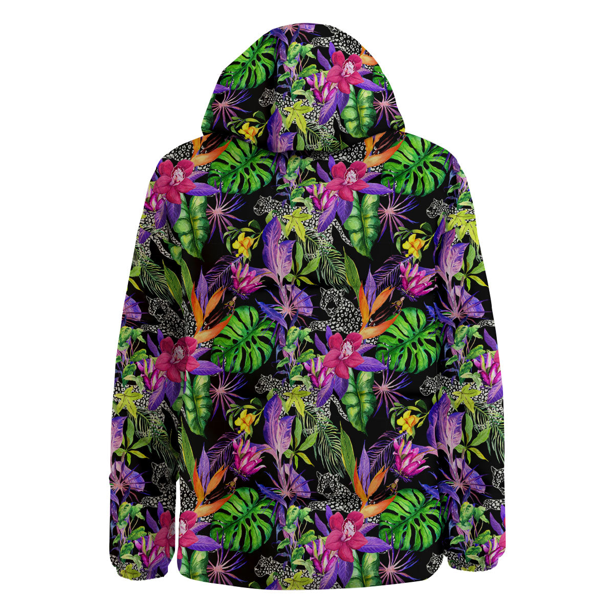 Tropical Flower Leaf Light Print Pattern Down Jacket-grizzshop