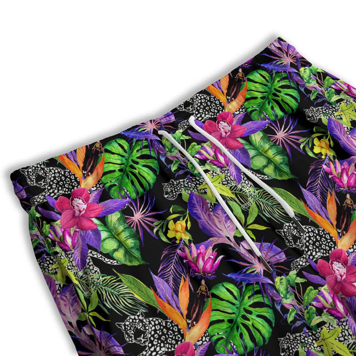 Tropical Flower Leaf Light Print Pattern Men's Athletic Shorts