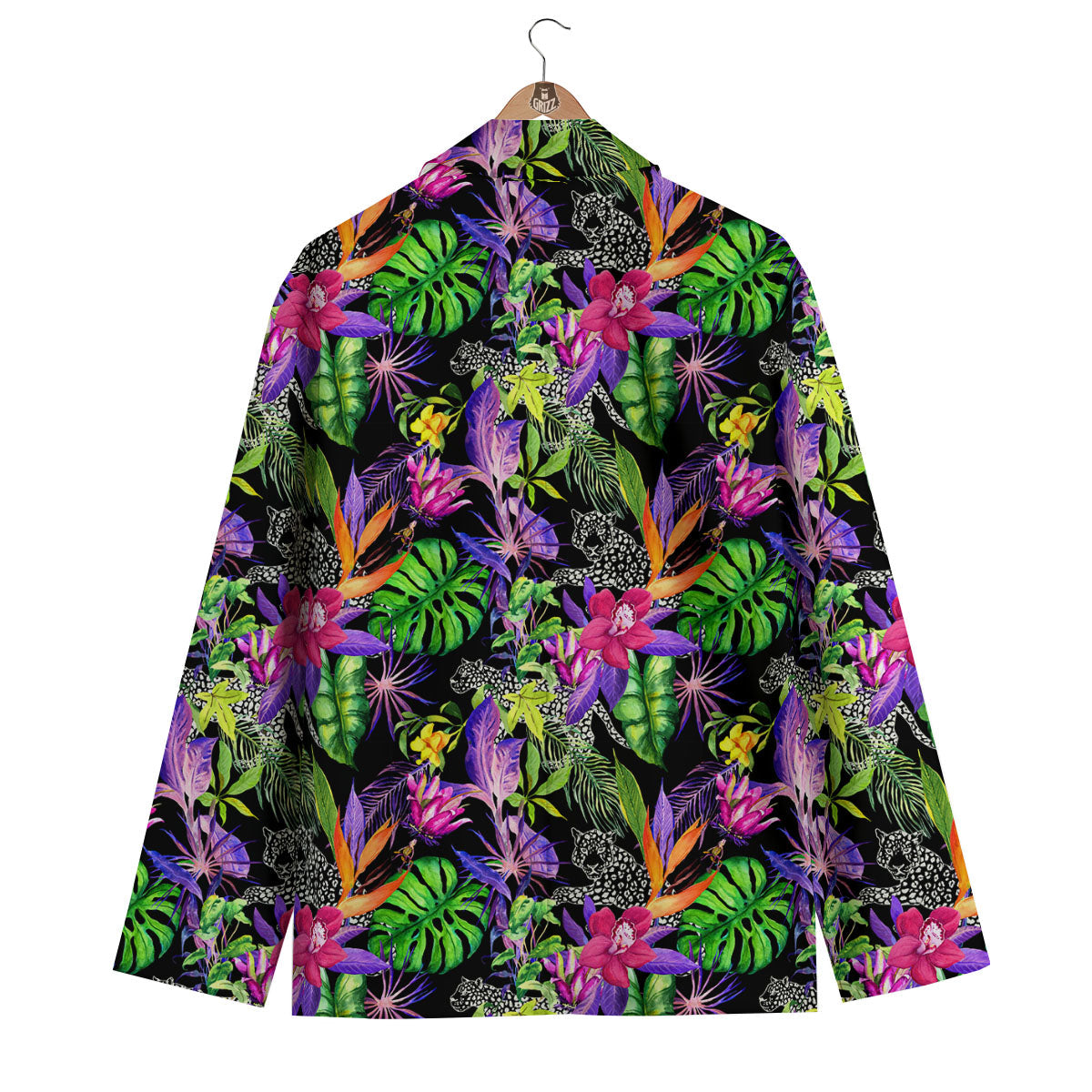 Tropical Flower Leaf Light Print Pattern Men's Blazer-grizzshop