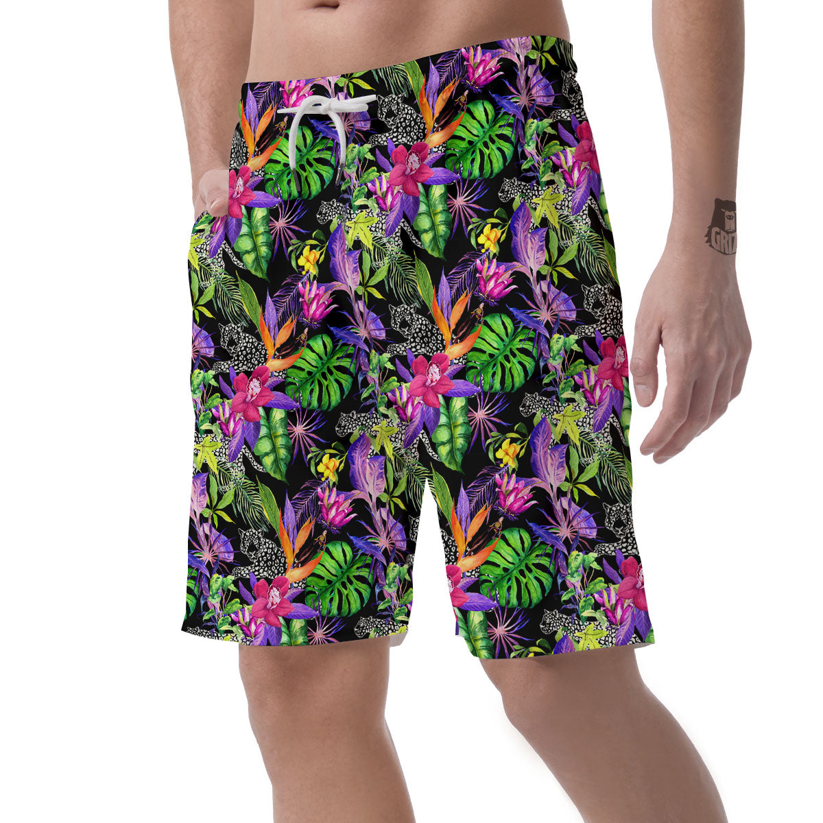 Tropical Flower Leaf Light Print Pattern Men's Shorts-grizzshop