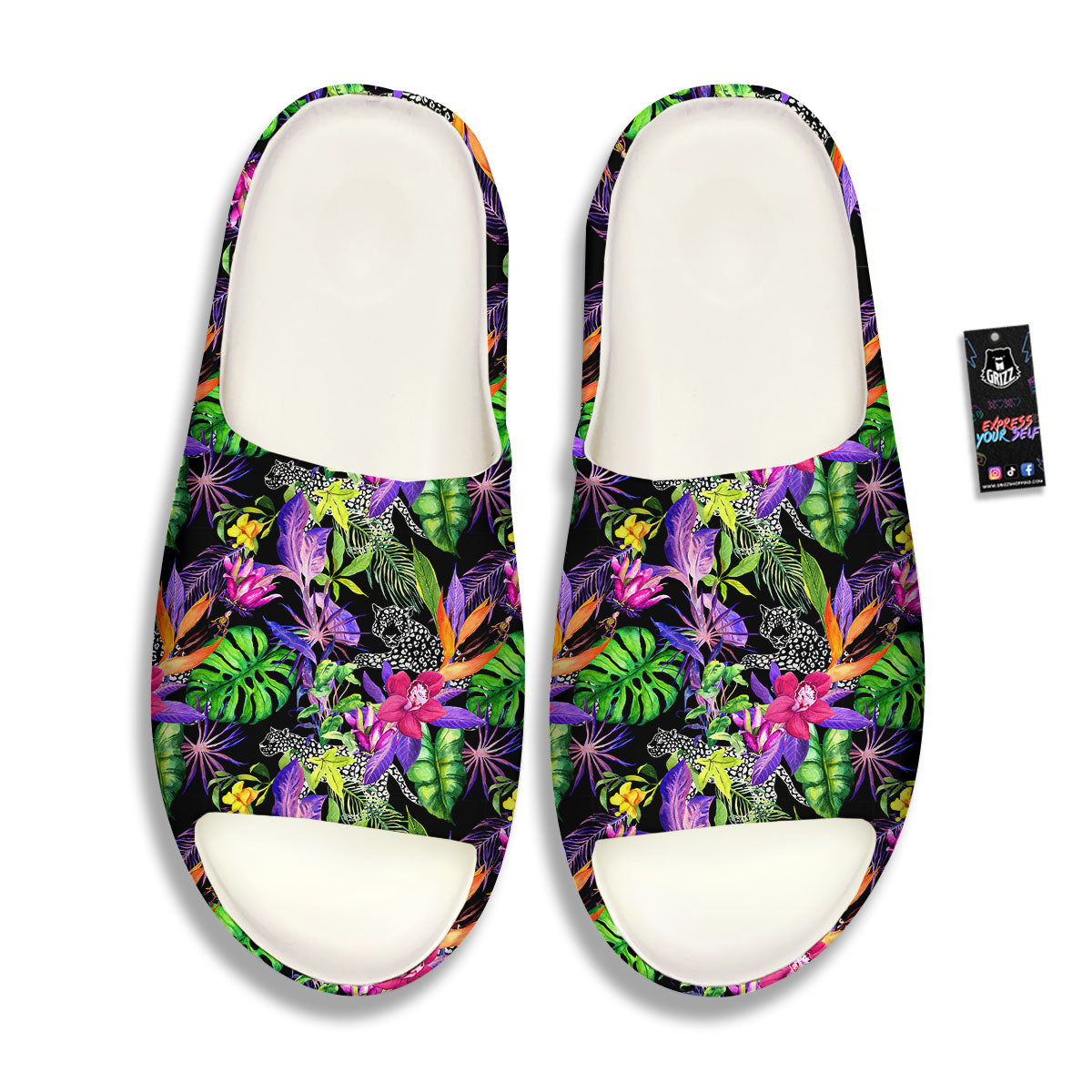 Tropical Flower Leaf Light Print Pattern Sandals-grizzshop