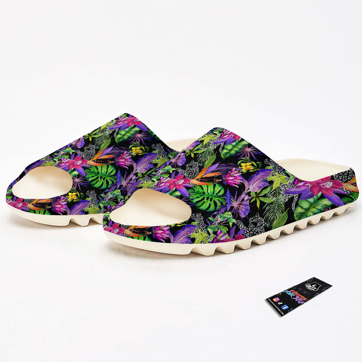 Tropical Flower Leaf Light Print Pattern Sandals-grizzshop