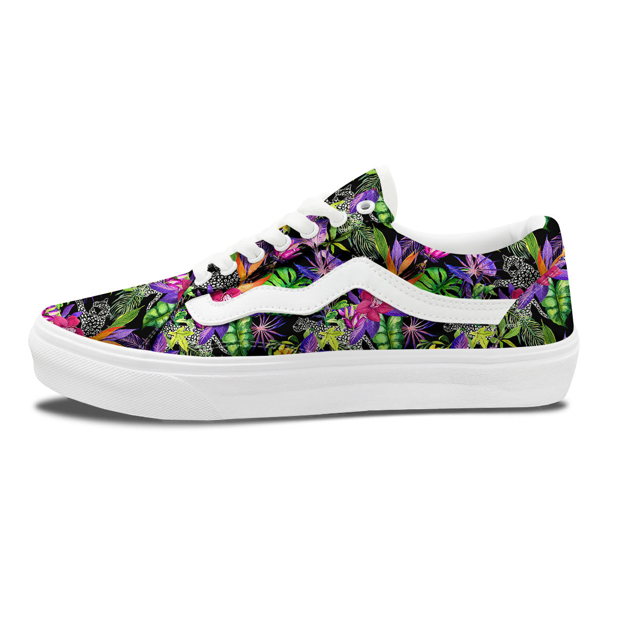 Tropical Flower Leaf Light Print Pattern Skate Shoes-grizzshop