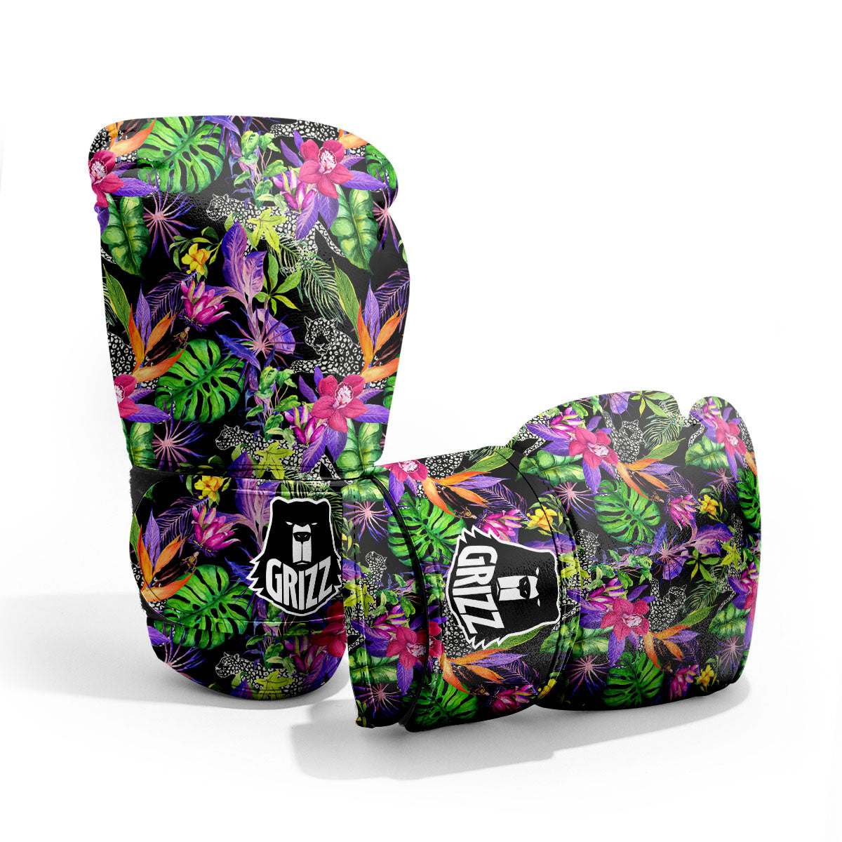 Tropical Flower Leaf Light Print Pattern Pro Boxing Glove