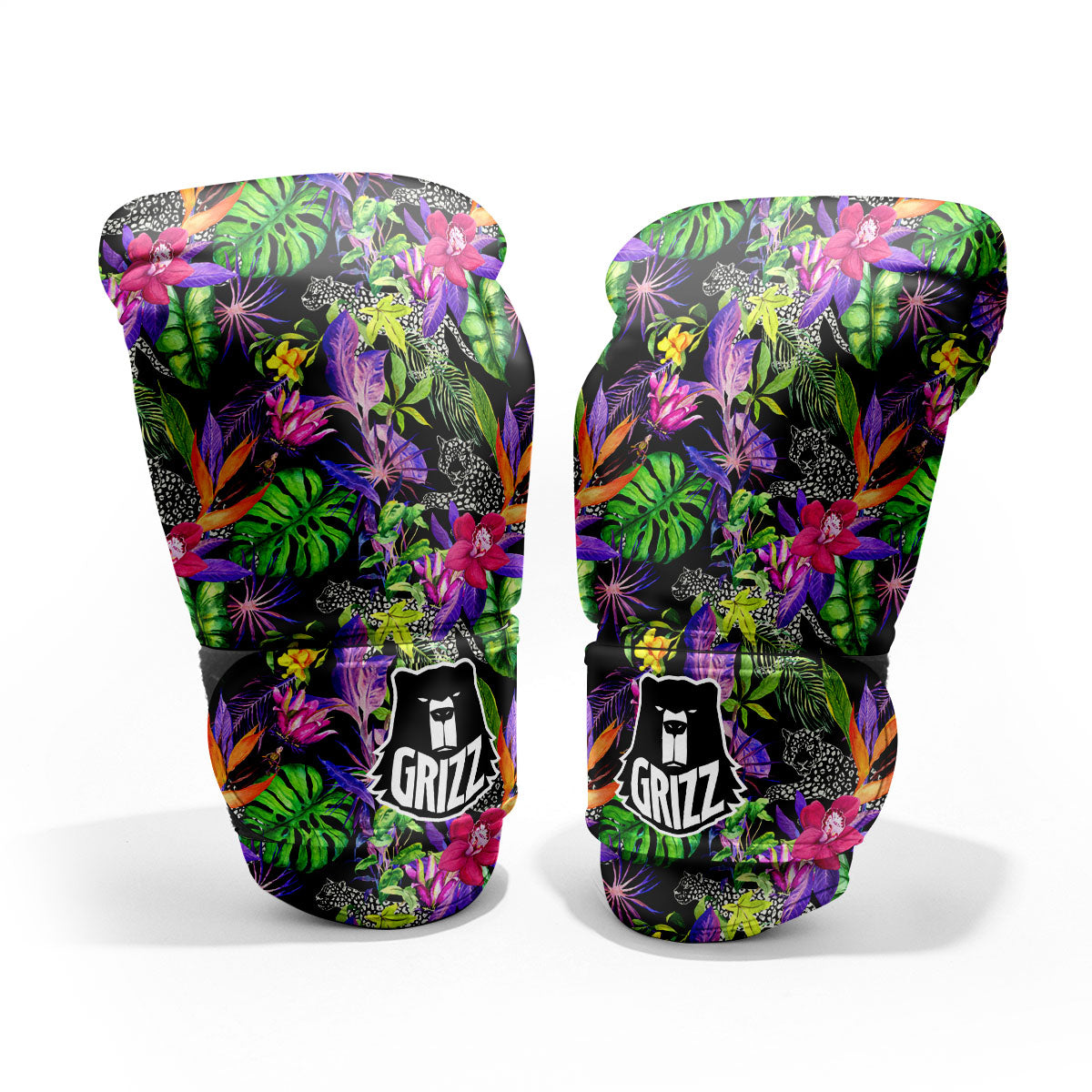 Tropical Flower Leaf Light Print Pattern Pro Boxing Glove