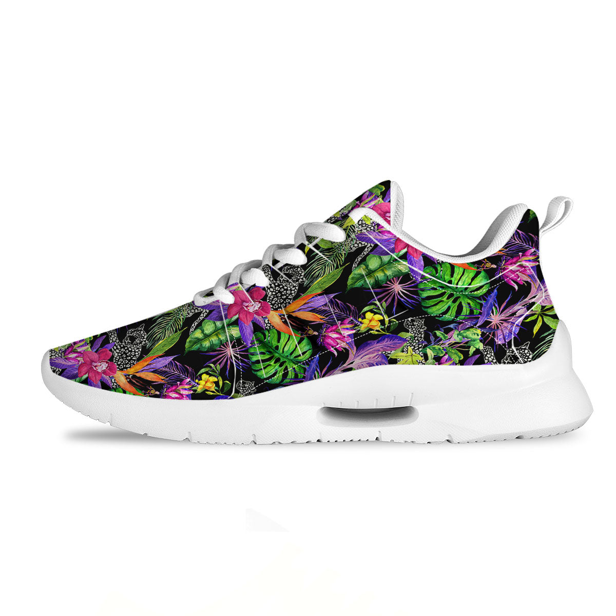 Tropical Flower Leaf Light Print Pattern Tennis Shoes-grizzshop