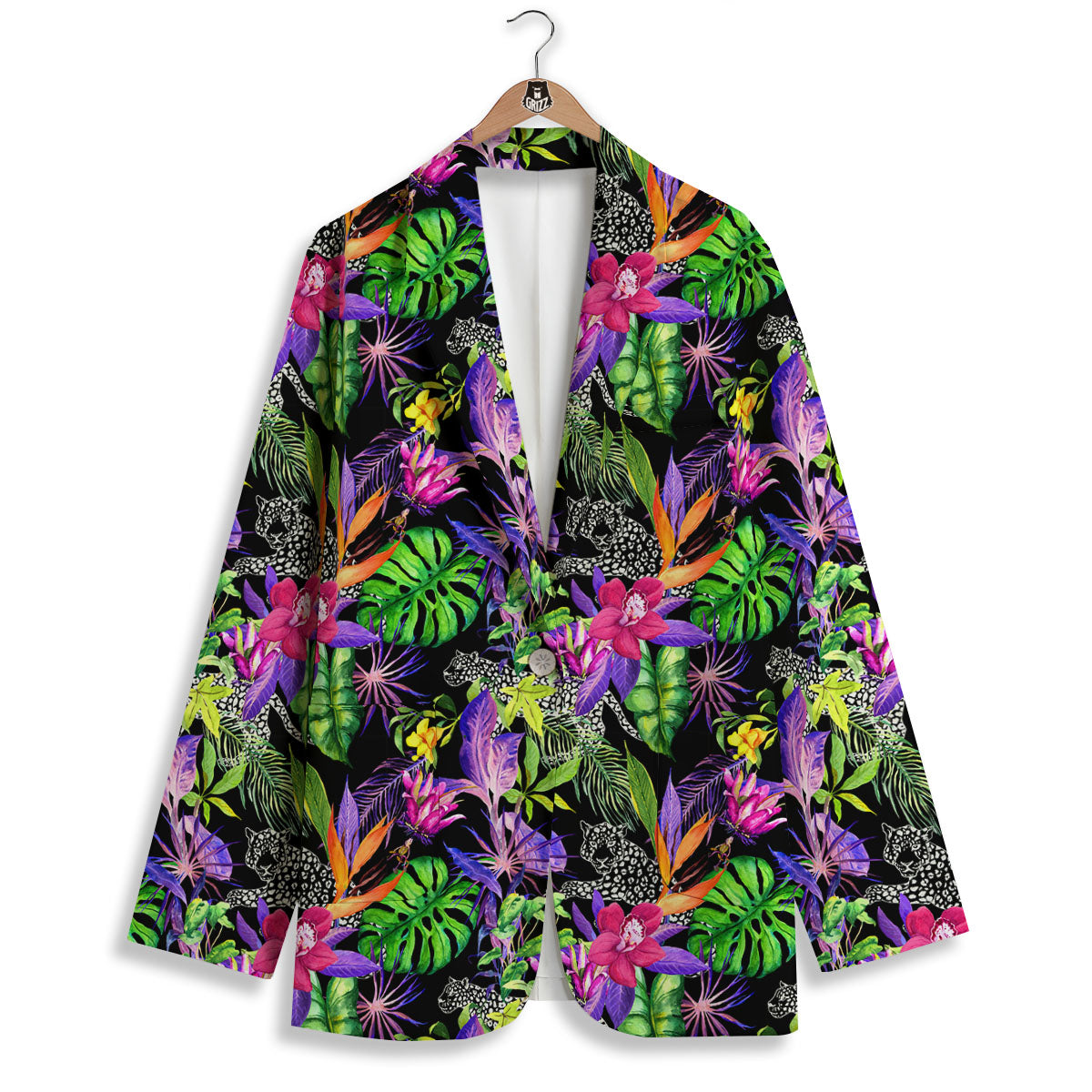 Tropical Flower Leaf Light Print Pattern Women's Blazer-grizzshop