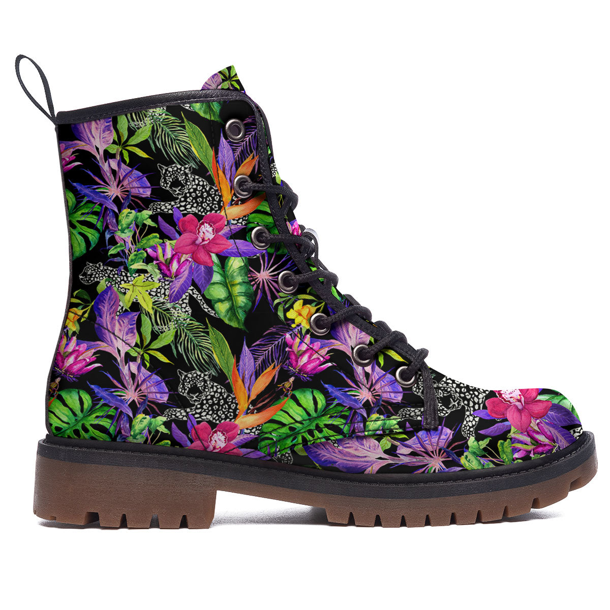 Tropical Flower Leaf Light Print Pattern Work Boots-grizzshop