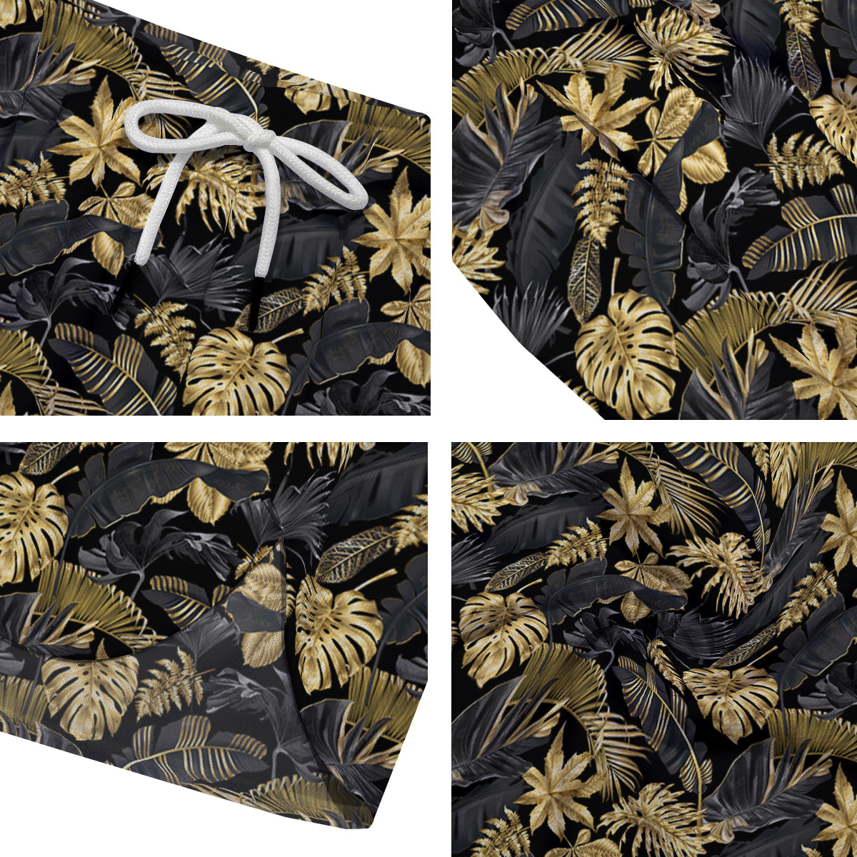 Tropical Gold And Black Print Pattern Men's Running Shorts-grizzshop