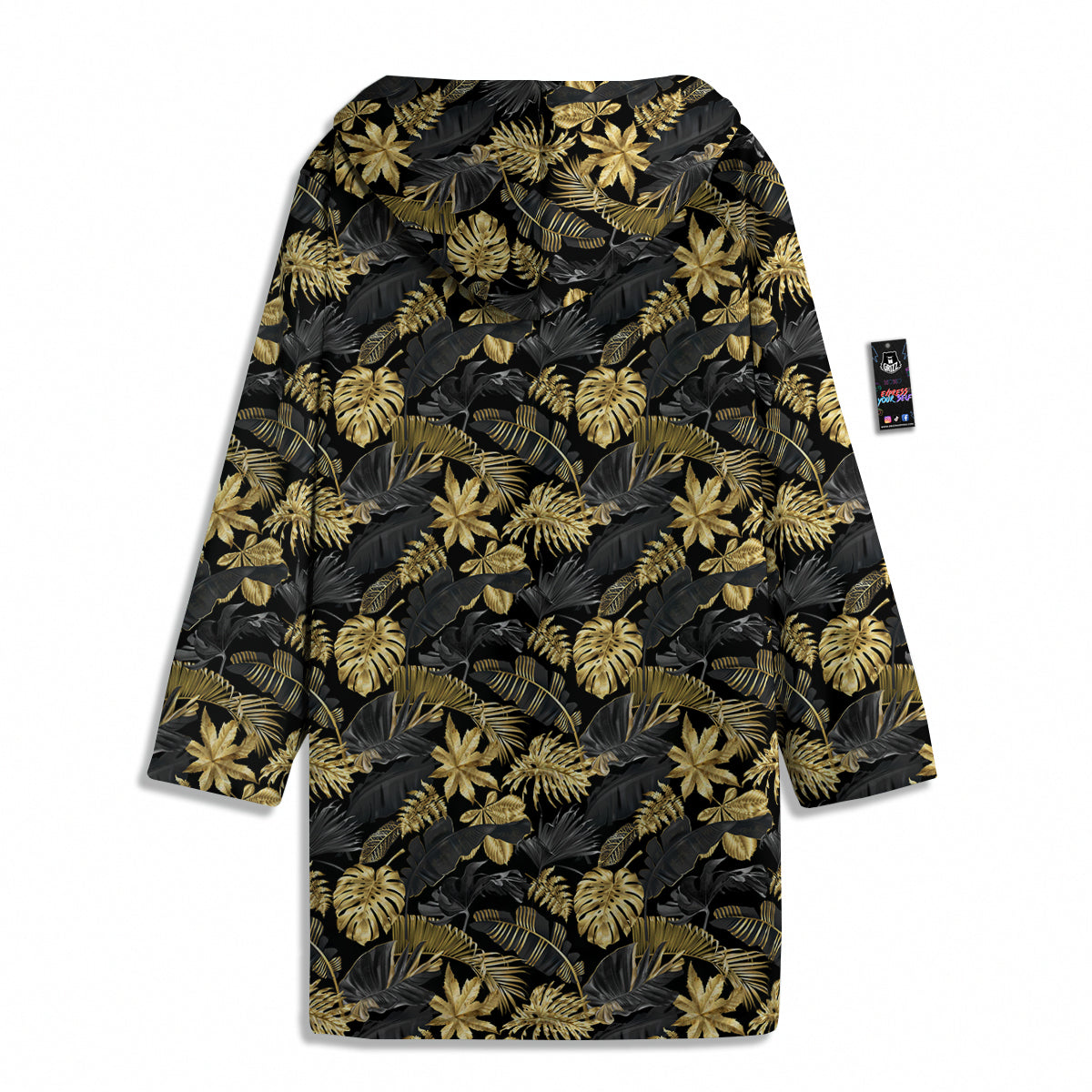 Tropical Gold And Black Print Pattern Men's Windbreaker Jacket-grizzshop