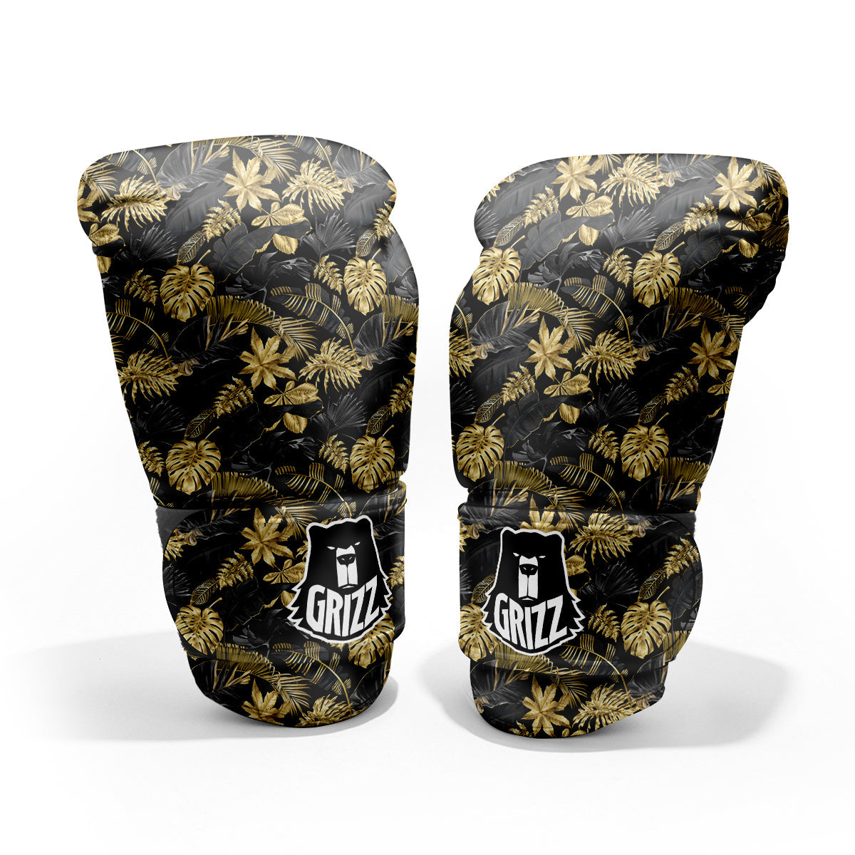 Tropical Gold And Black Print Pattern Sparring Gloves-grizzshop