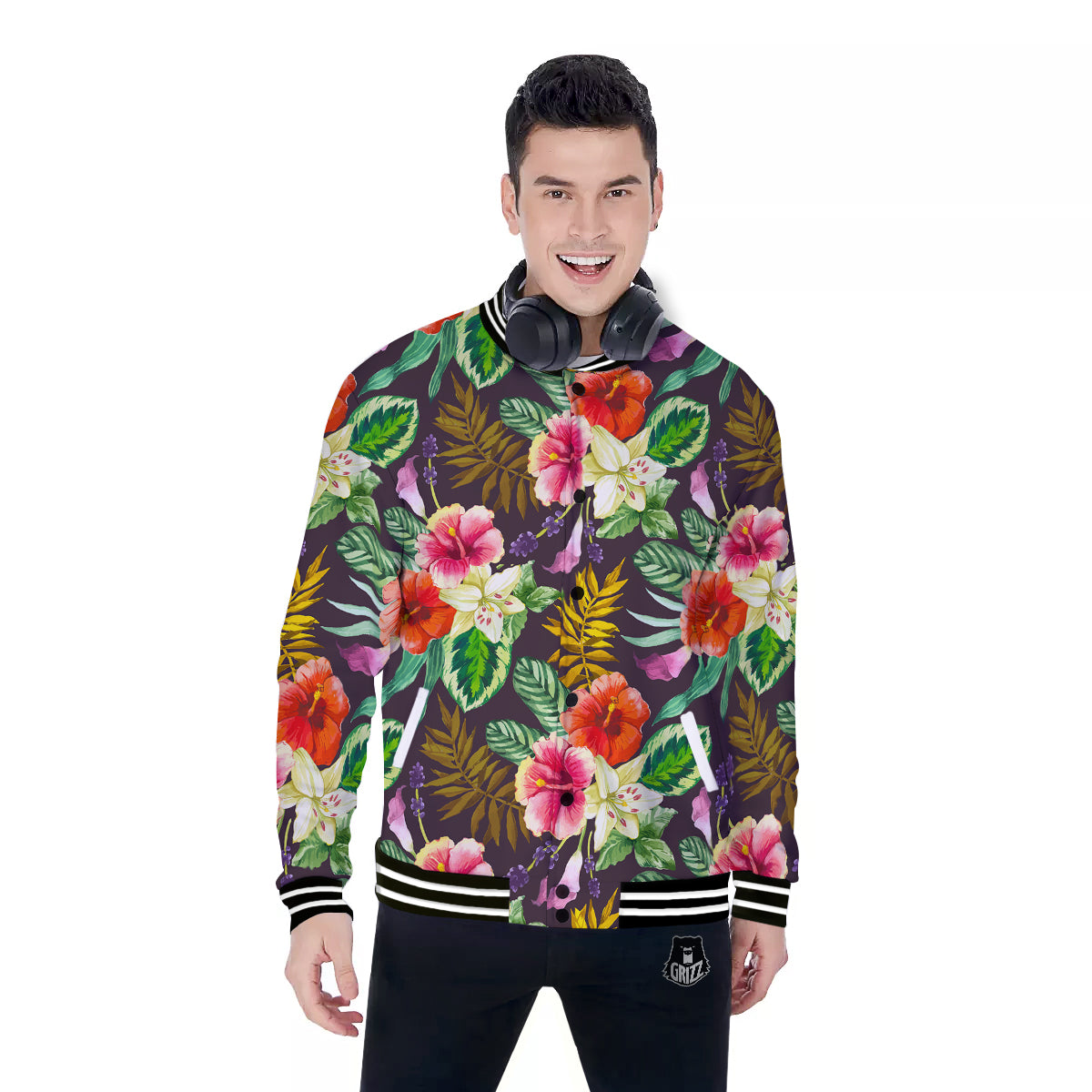 Tropical Hawaii Colorful Print Pattern Baseball Jacket-grizzshop