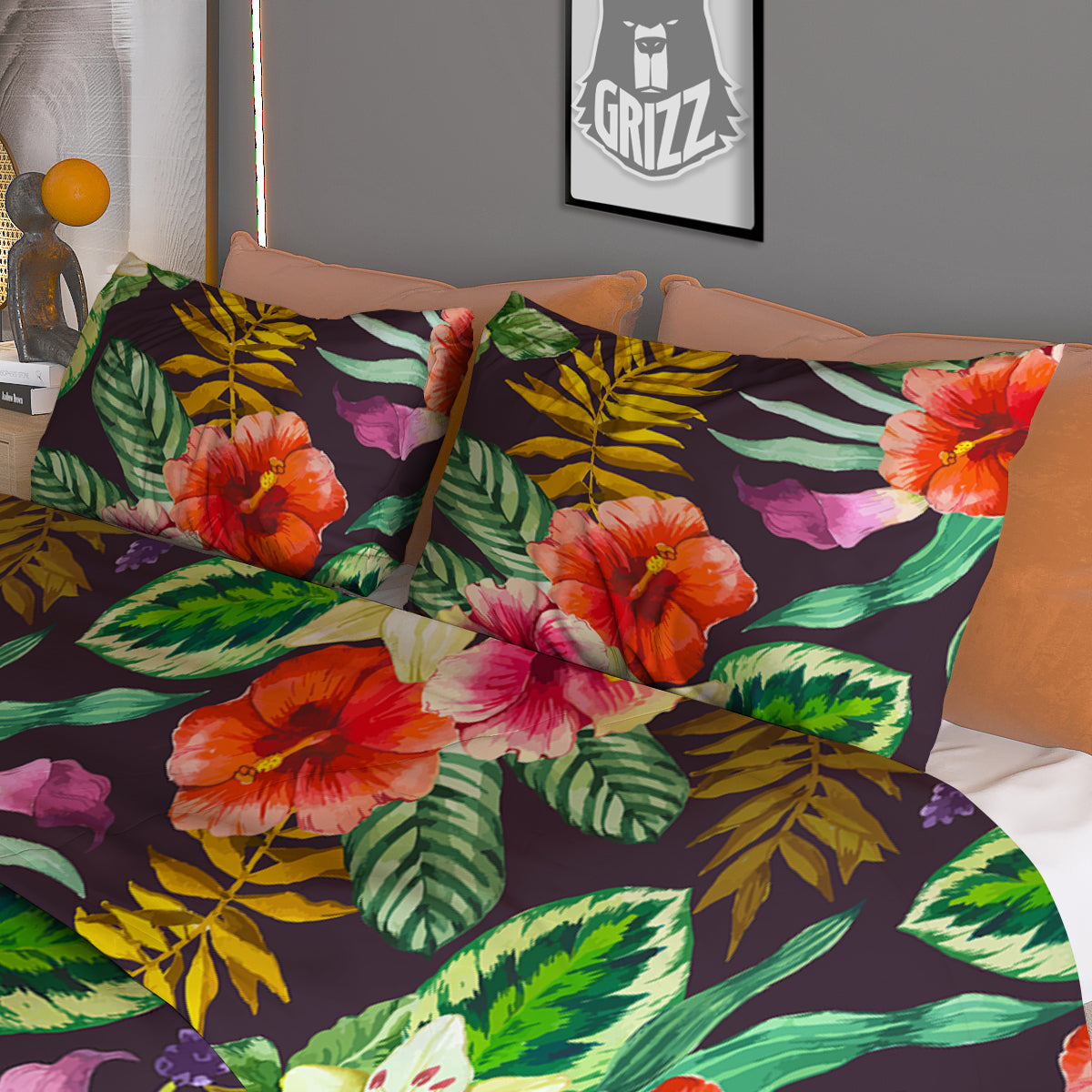 Tropical Hawaii Colorful Print Pattern Duvet Cover Bedding Set