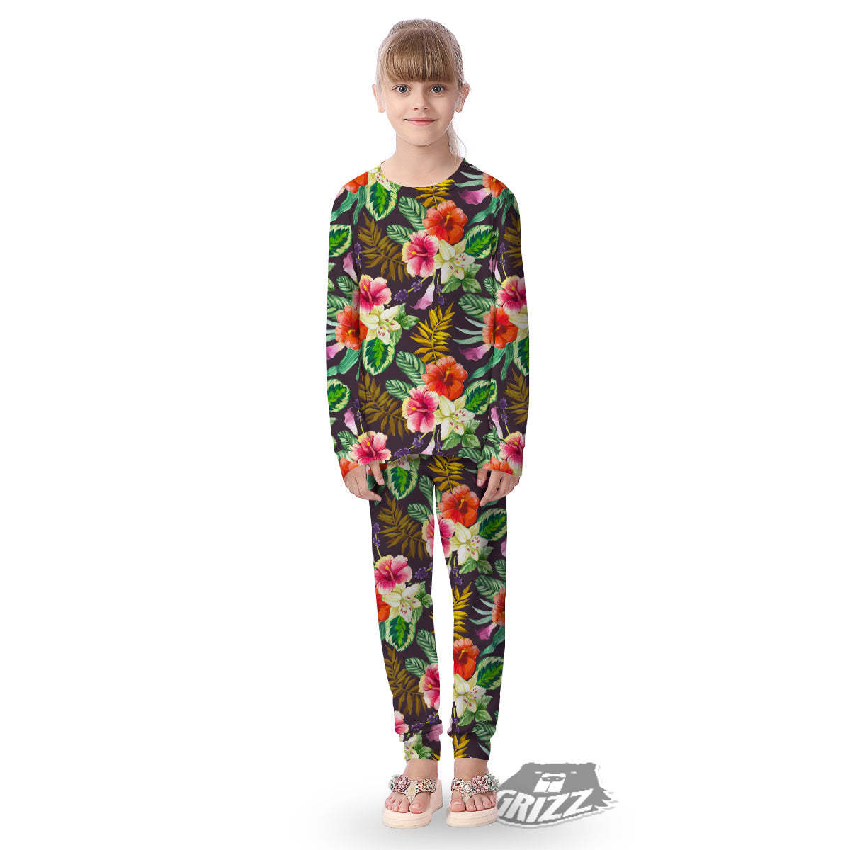 Tropical Hawaii Colorful Print Pattern Kid's Pajamas-grizzshop