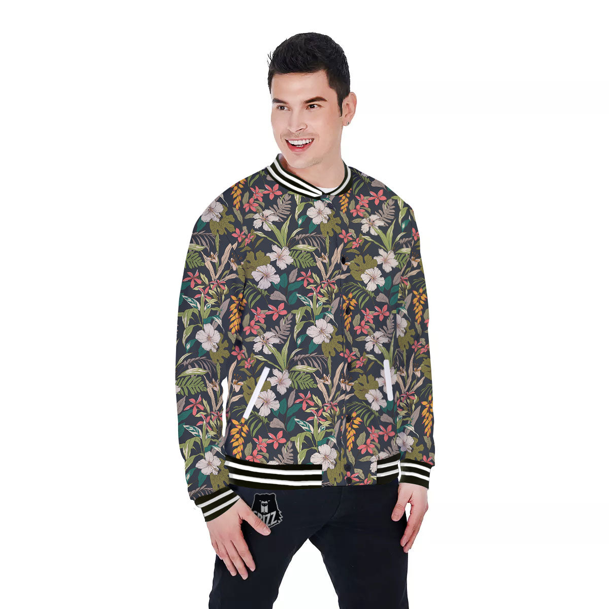 Tropical Hawaiian Aloha Print Pattern Baseball Jacket-grizzshop
