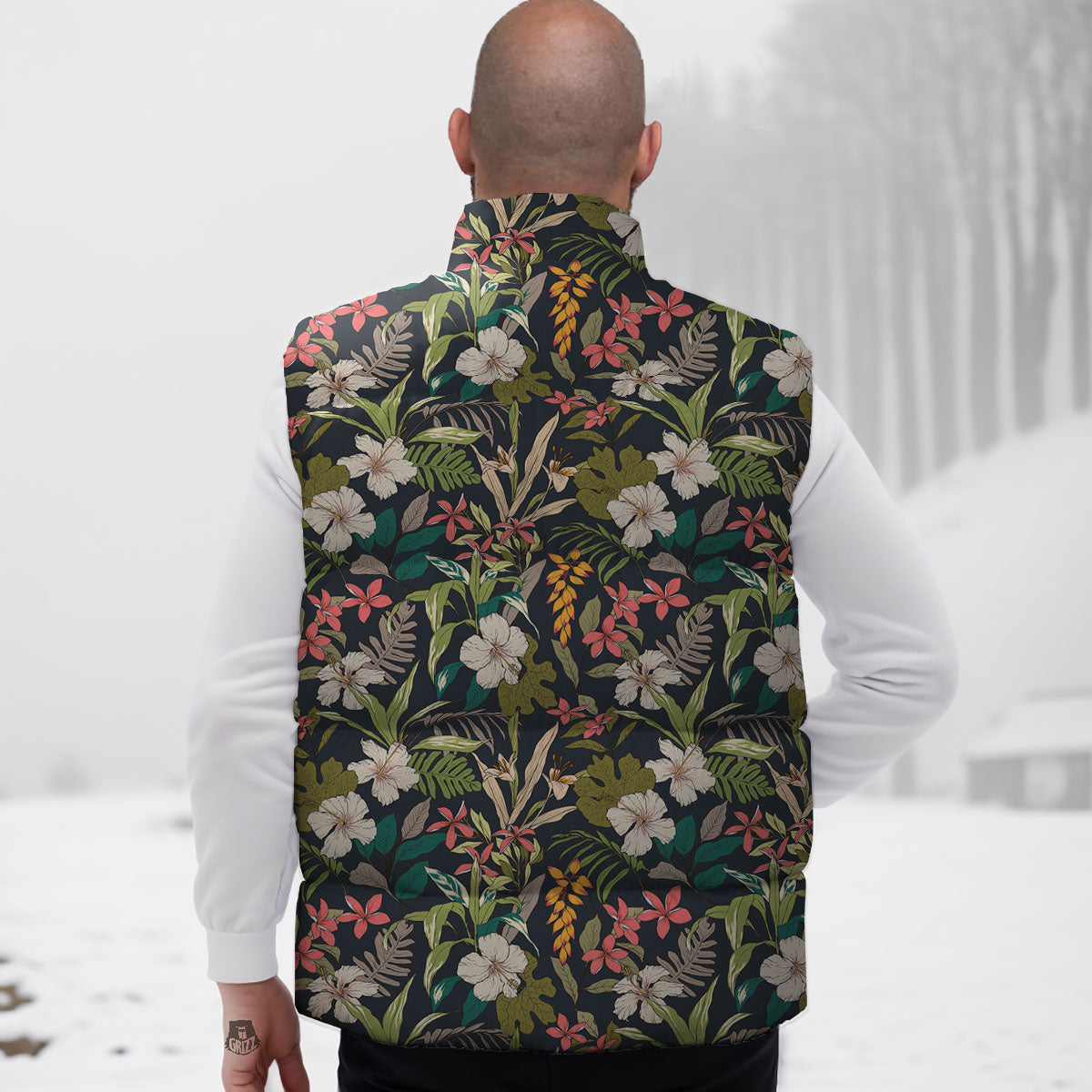 Tropical Hawaiian Aloha Print Pattern Down Vest-grizzshop
