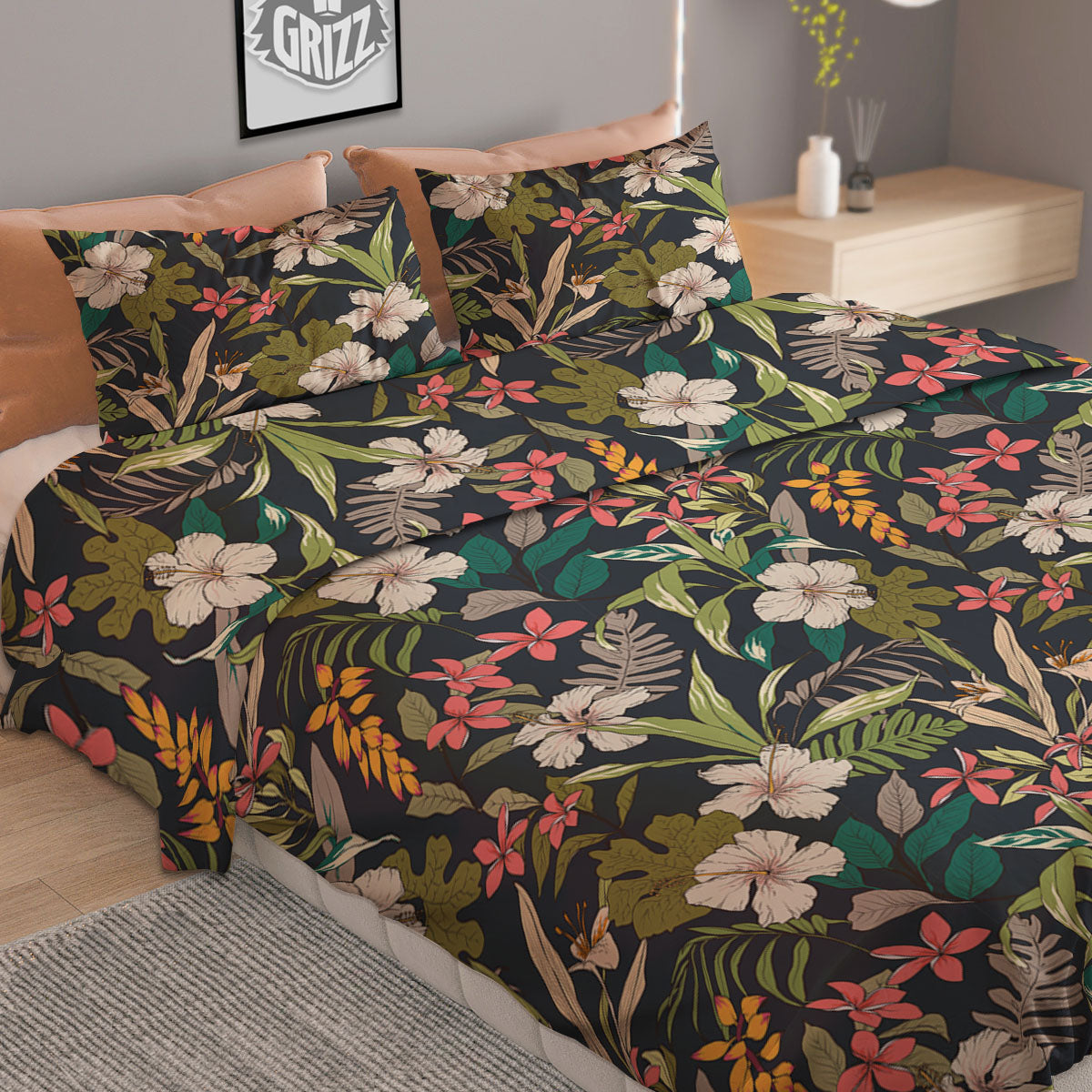 Tropical Hawaiian Aloha Print Pattern Duvet Cover Bedding Set