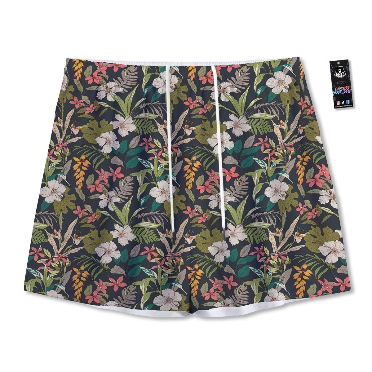 Tropical Hawaiian Aloha Print Pattern Mesh Shorts-grizzshop