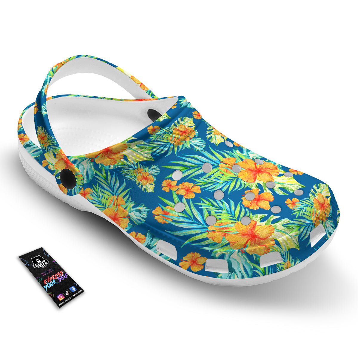 Tropical Hawaiian Blue Orange Print Pattern Clog-grizzshop