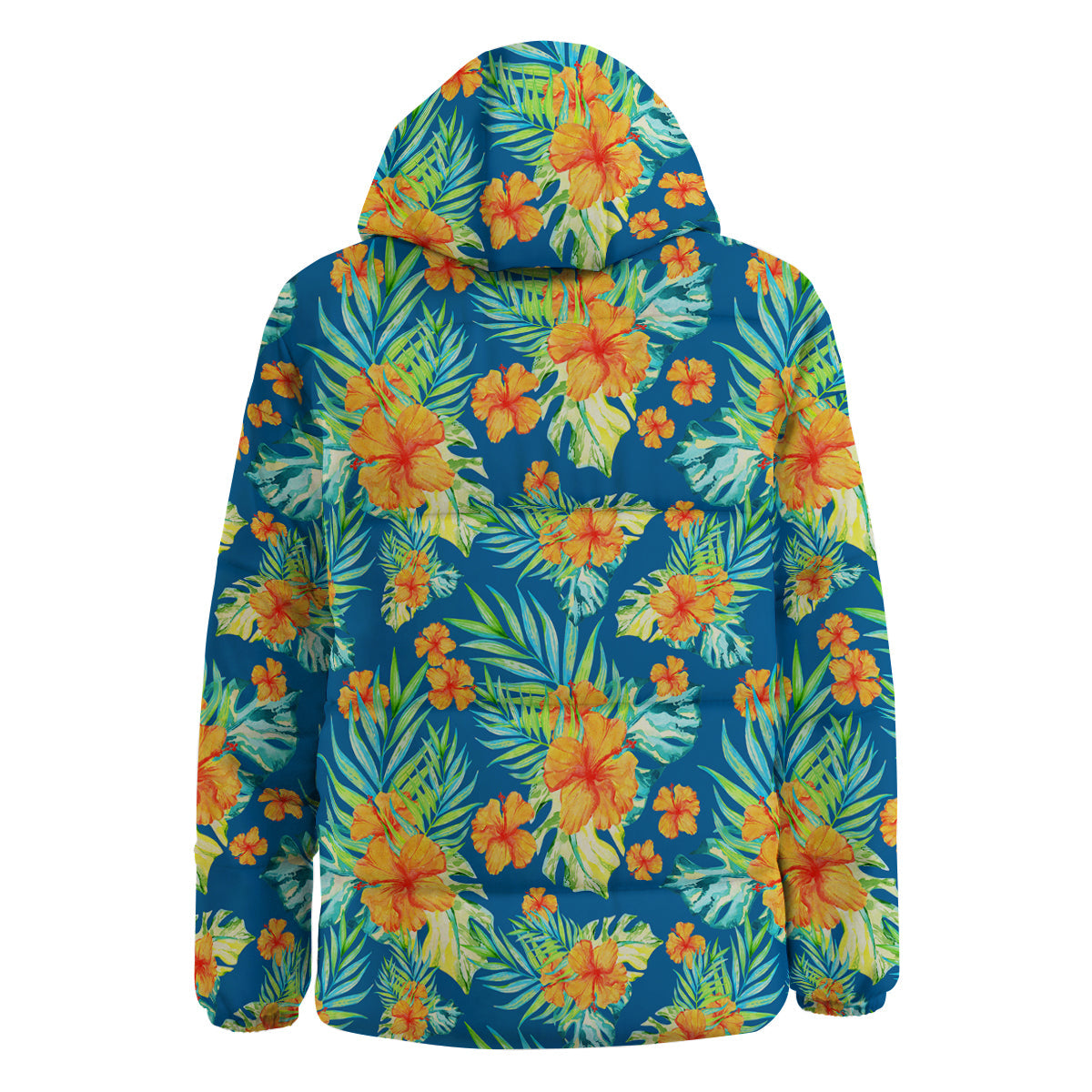 Tropical Hawaiian Blue Orange Print Pattern Down Jacket-grizzshop