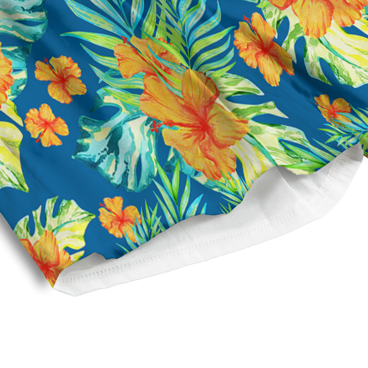 Tropical Hawaiian Blue Orange Print Pattern Men's Athletic Shorts