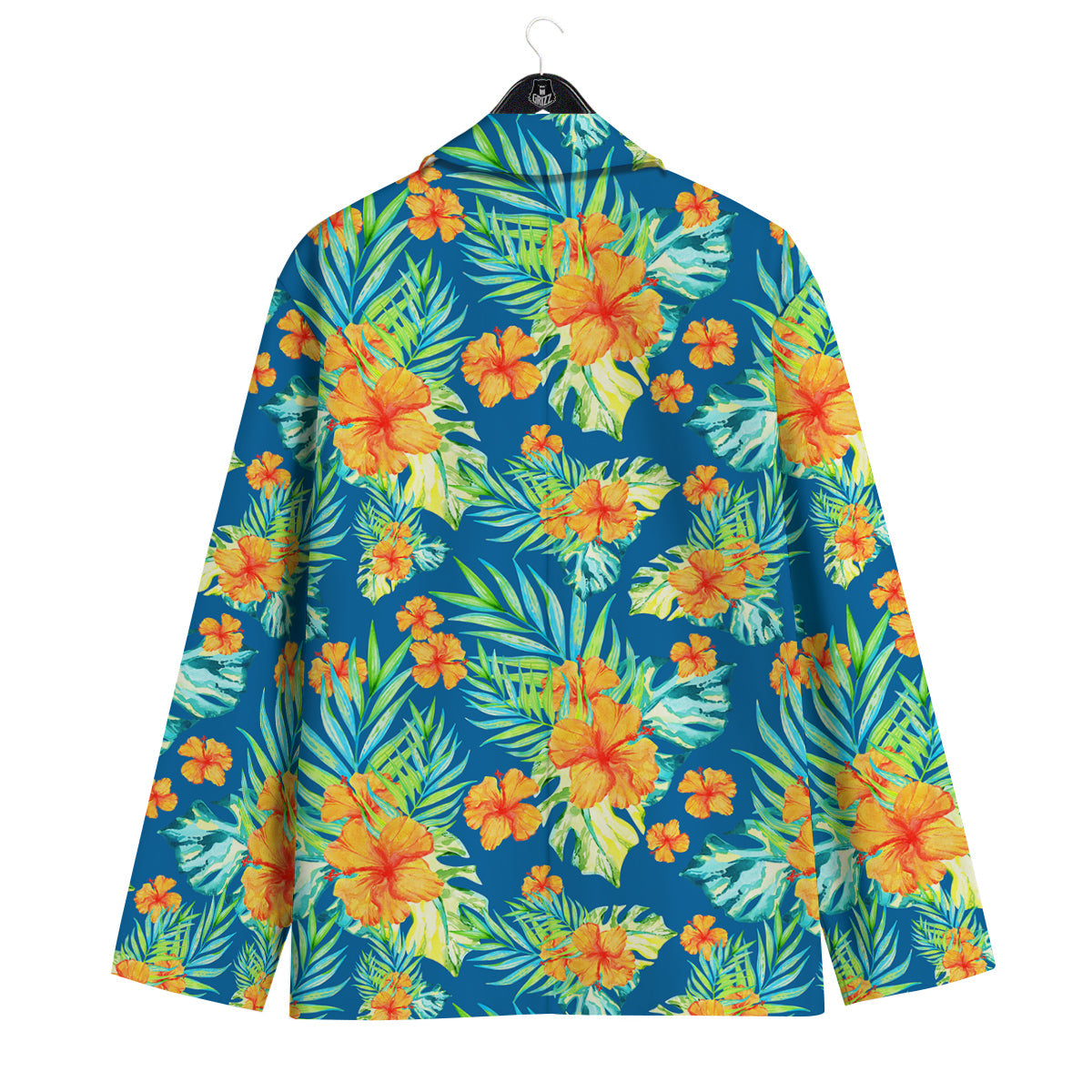 Tropical Hawaiian Blue Orange Print Pattern Men's Sport Coat-grizzshop