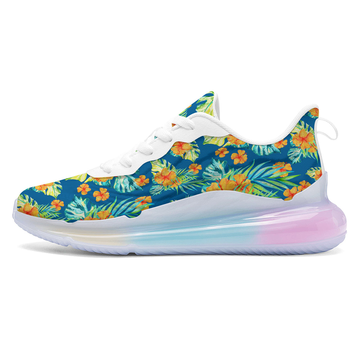 Tropical Hawaiian Blue Orange Print Pattern Running Sneakers-grizzshop