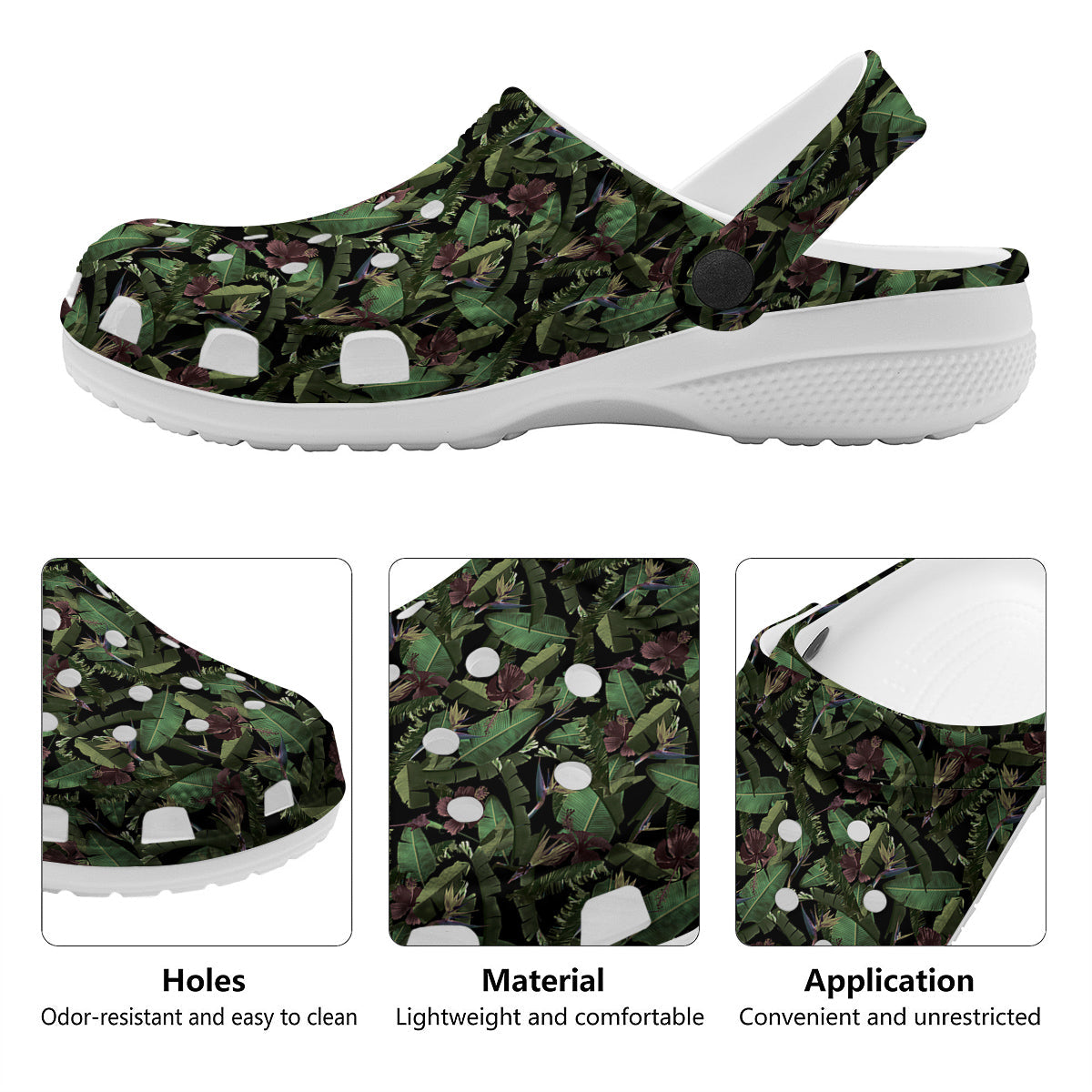 Tropical Hawaiian Dark Print Pattern Clog-grizzshop