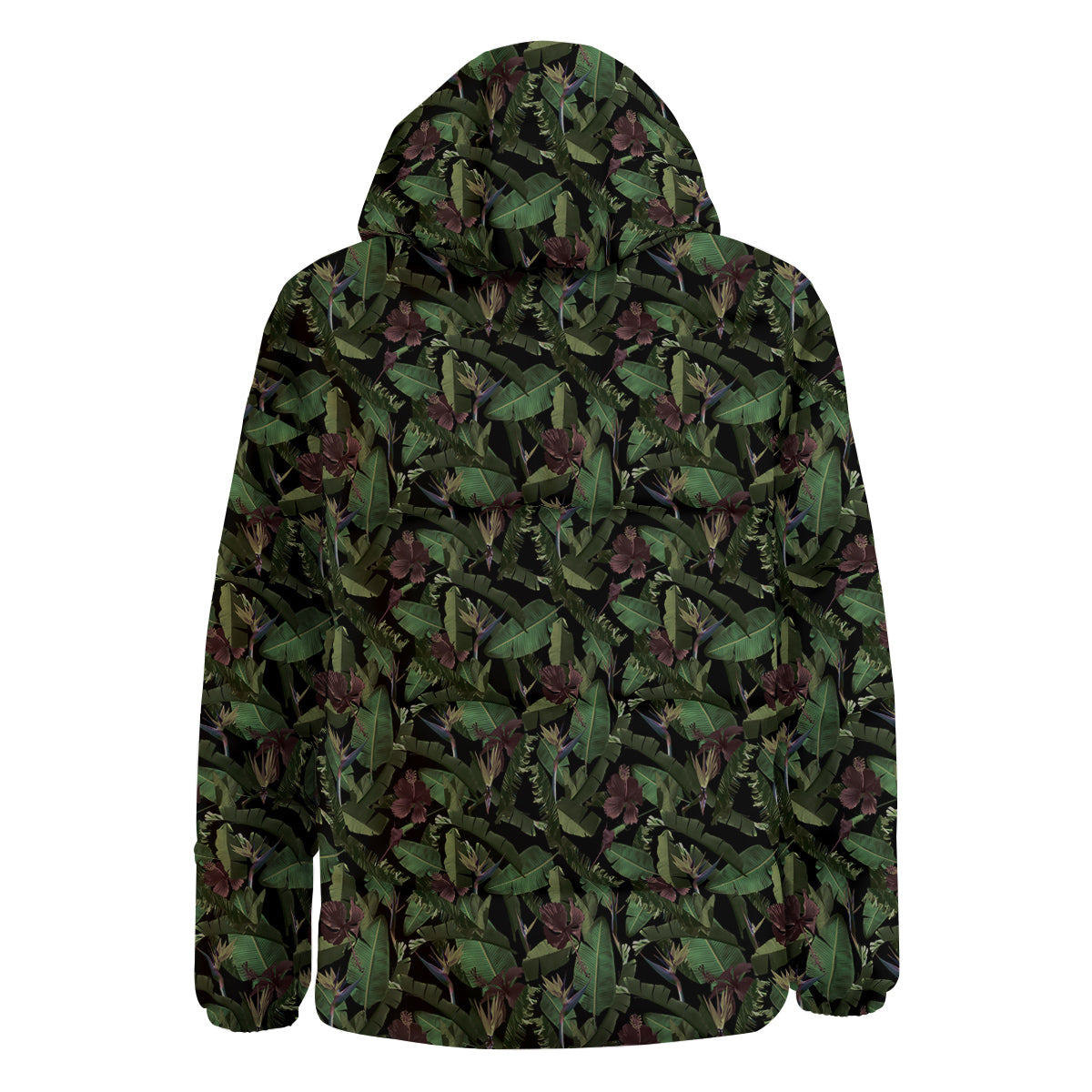 Tropical Hawaiian Dark Print Pattern Down Jacket-grizzshop