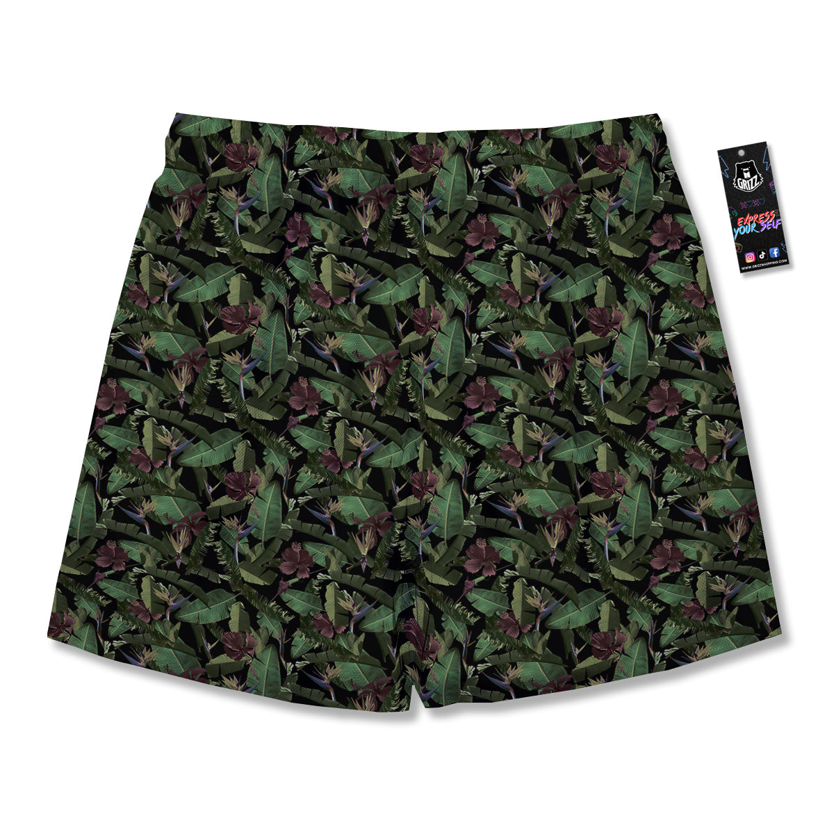 Tropical Hawaiian Dark Print Pattern Men's Running Shorts-grizzshop