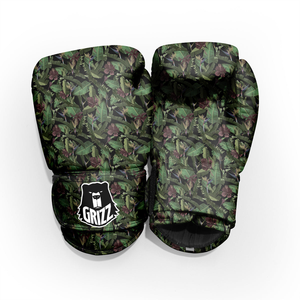 Tropical Hawaiian Dark Print Pattern Sparring Gloves-grizzshop