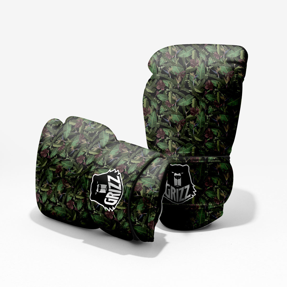 Tropical Hawaiian Dark Print Pattern Sparring Gloves-grizzshop