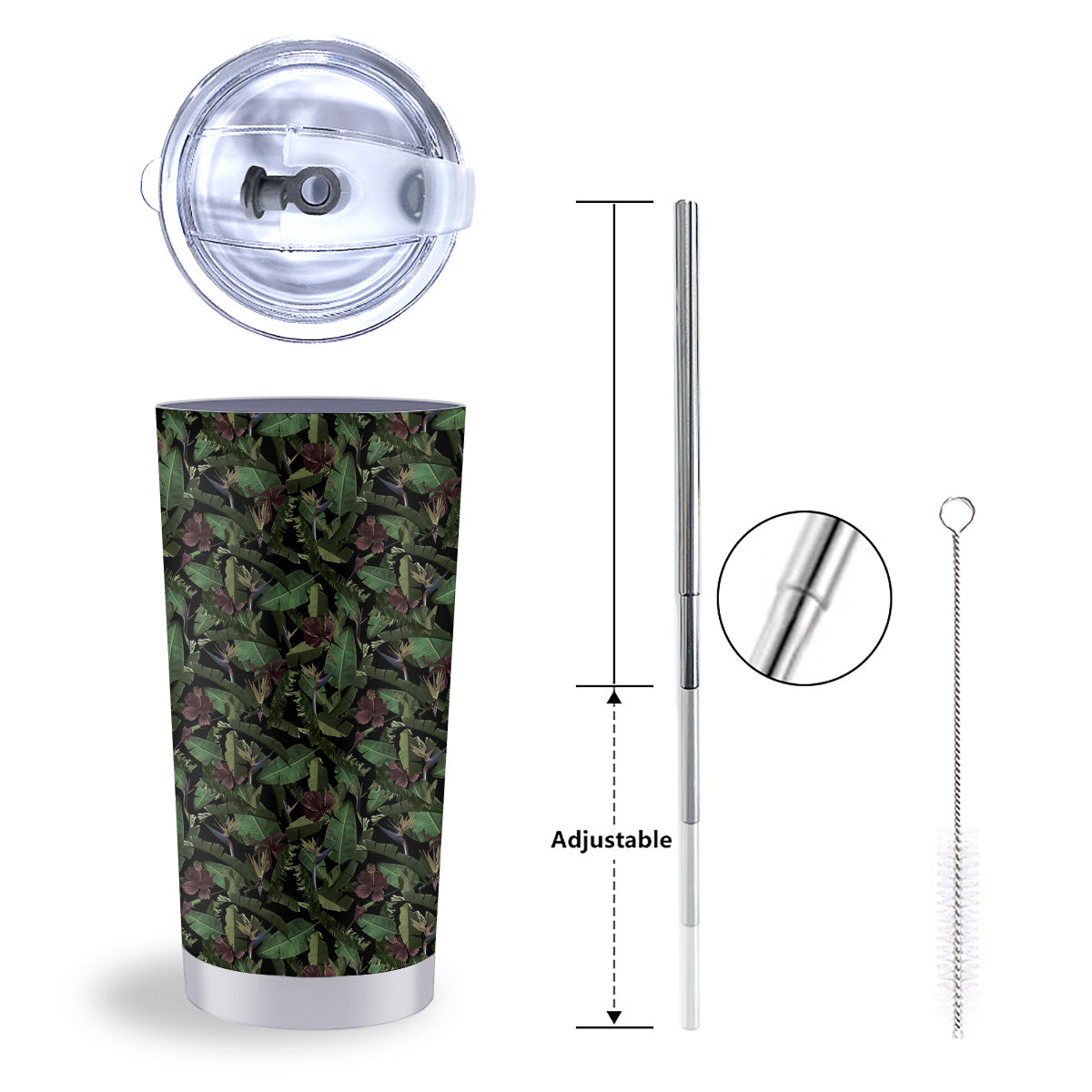 Tropical Hawaiian Dark Print Pattern Tumbler-grizzshop