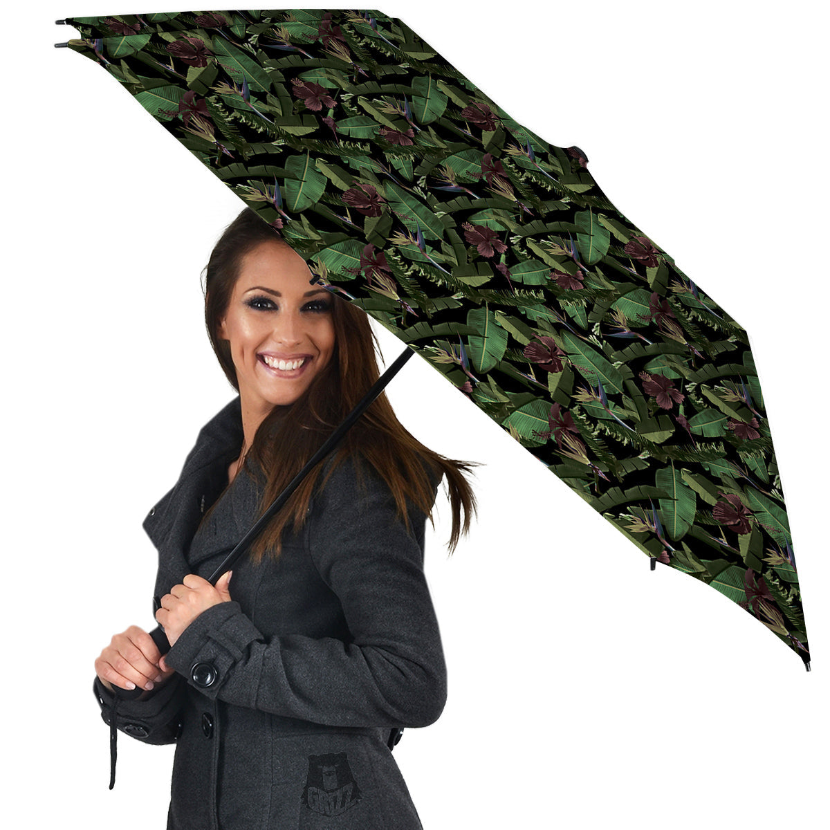 Tropical Hawaiian Dark Print Pattern Umbrella-grizzshop