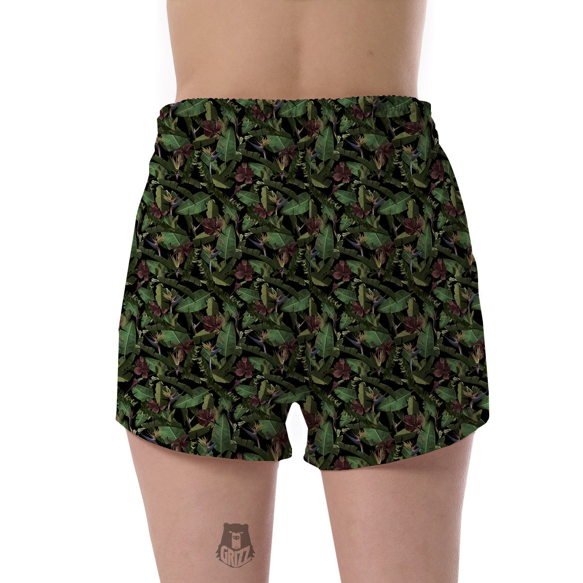 Tropical Hawaiian Dark Print Pattern Women's Shorts-grizzshop
