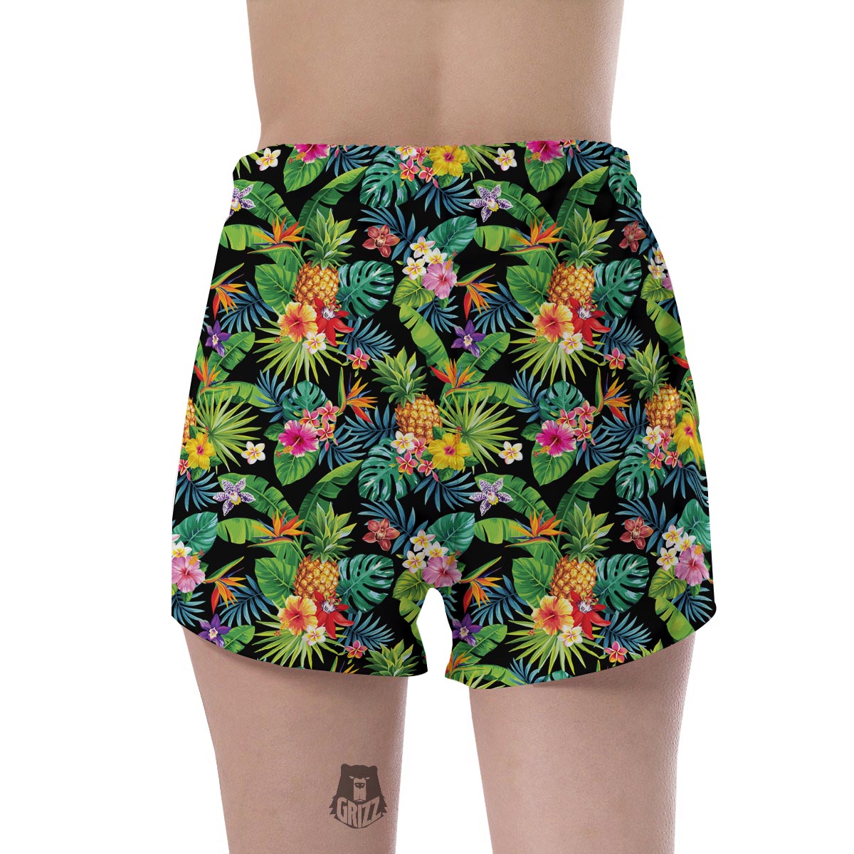 Tropical Hawaiian Floral Print Women's Shorts-grizzshop