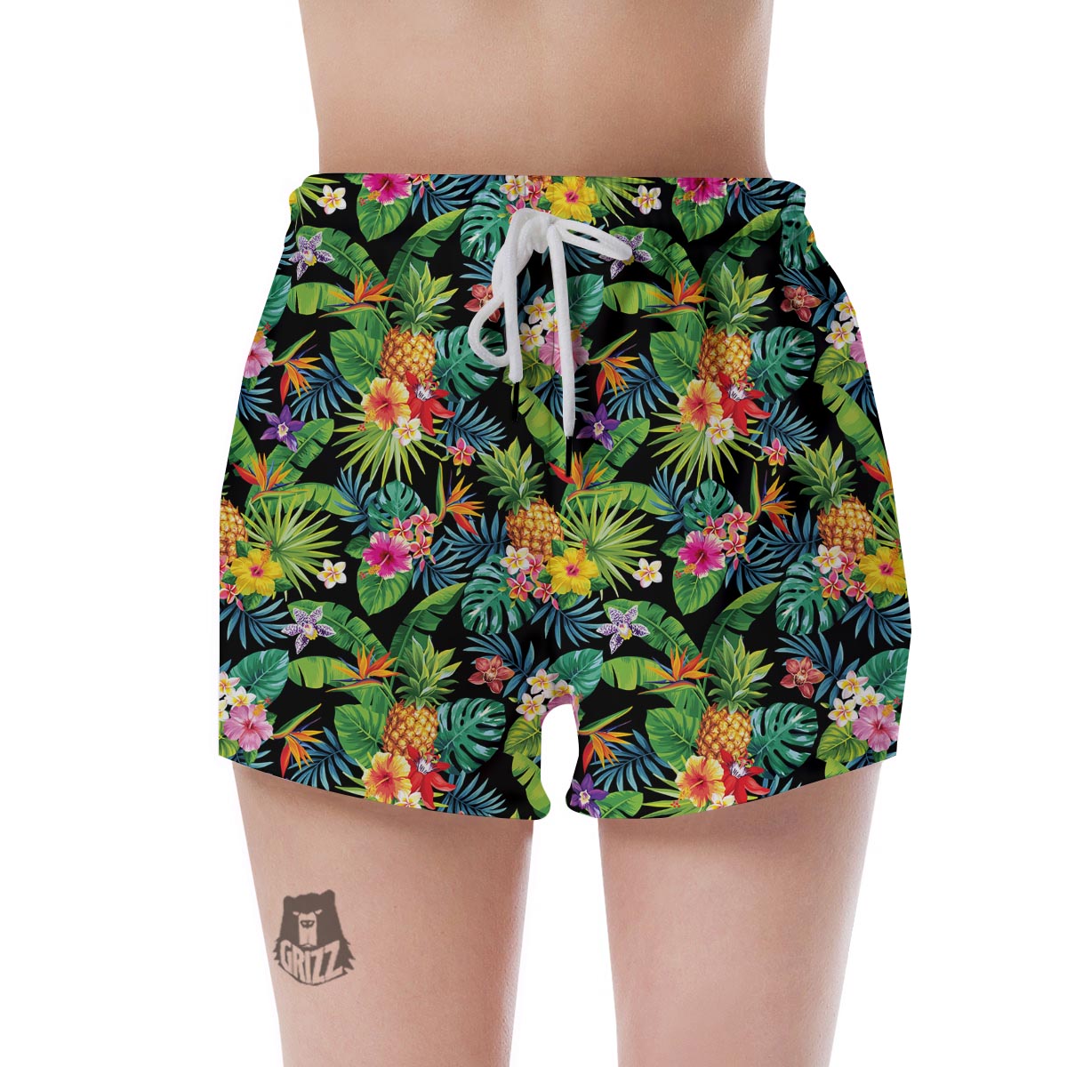 Tropical Hawaiian Floral Print Women's Shorts-grizzshop