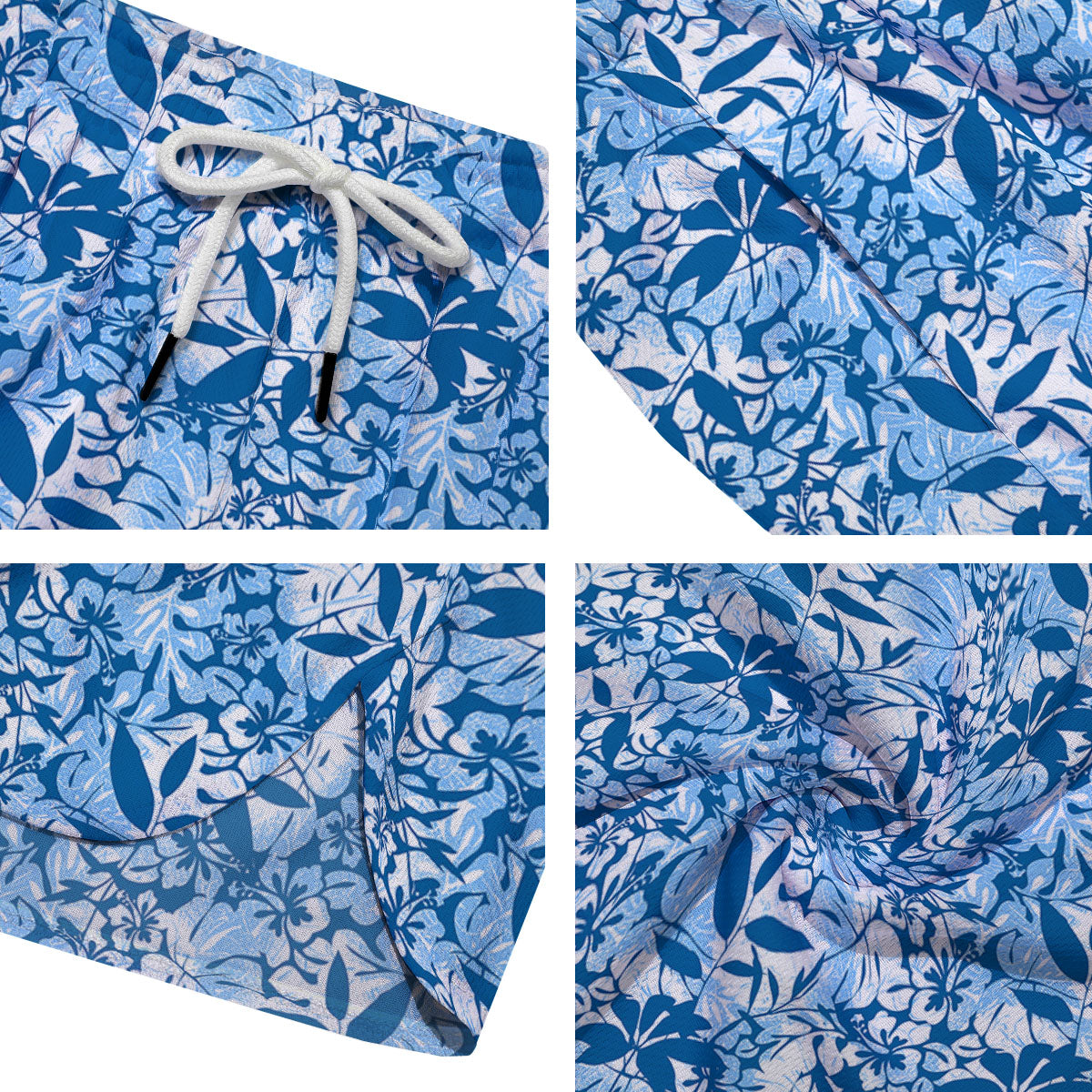 Tropical Hibiscus Blue Print Pattern Men's Running Shorts-grizzshop