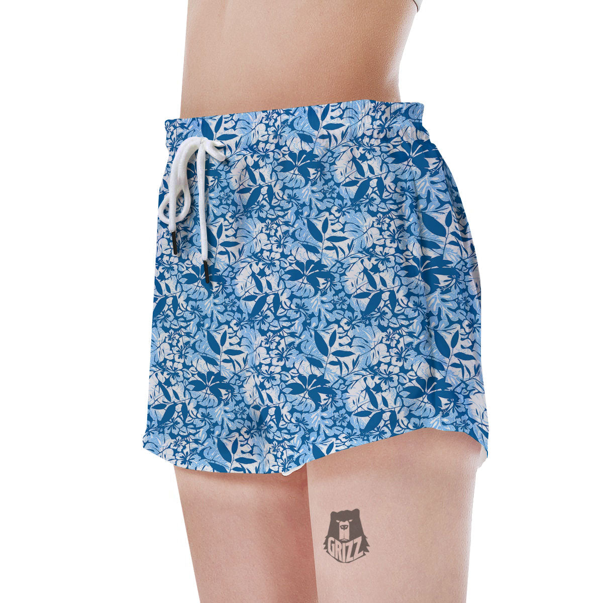 Tropical Hibiscus Blue Print Pattern Women's Shorts-grizzshop