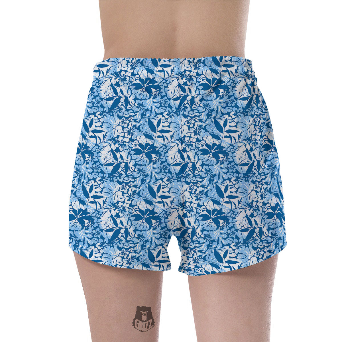 Tropical Hibiscus Blue Print Pattern Women's Shorts-grizzshop