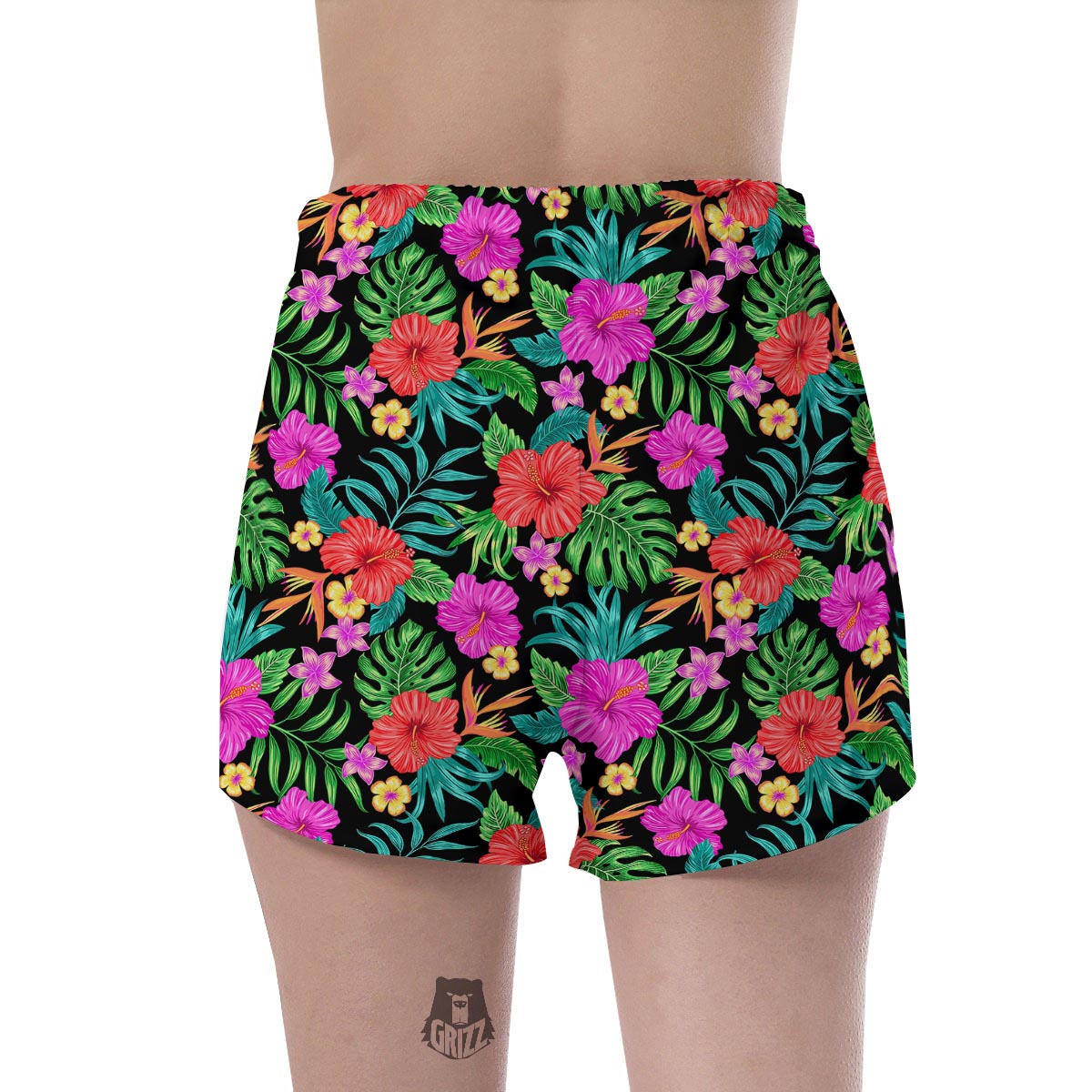 Tropical Hibiscus Floral Hawaiian Print Women's Shorts-grizzshop