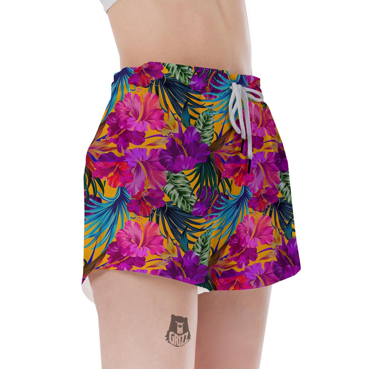 Tropical Hibiscus Flower Hawaiian Print Women's Shorts-grizzshop