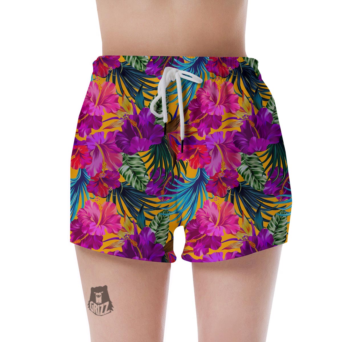 Tropical Hibiscus Flower Hawaiian Print Women's Shorts-grizzshop