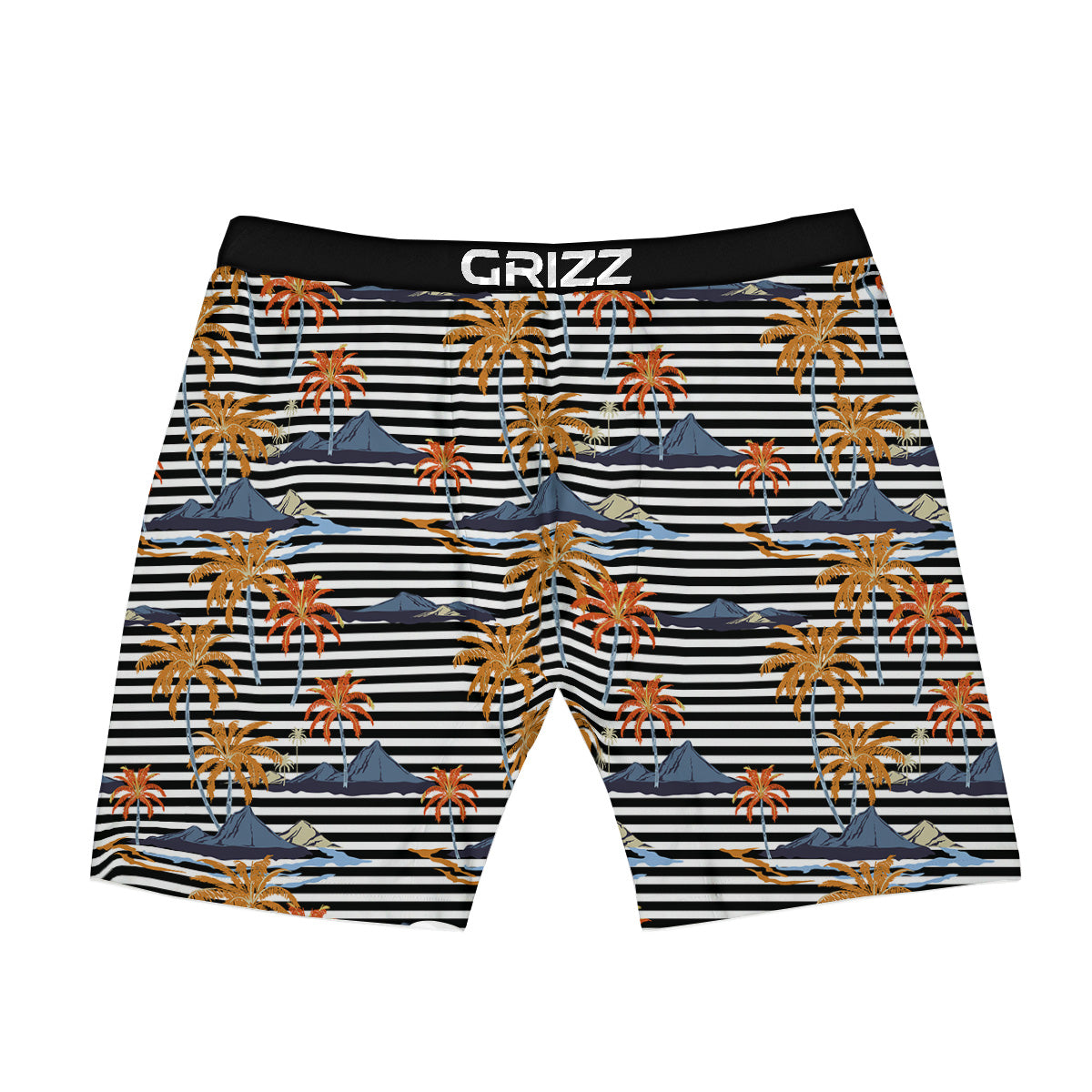 Tropical Island And Stripes Print Pattern Boxer Briefs-grizzshop