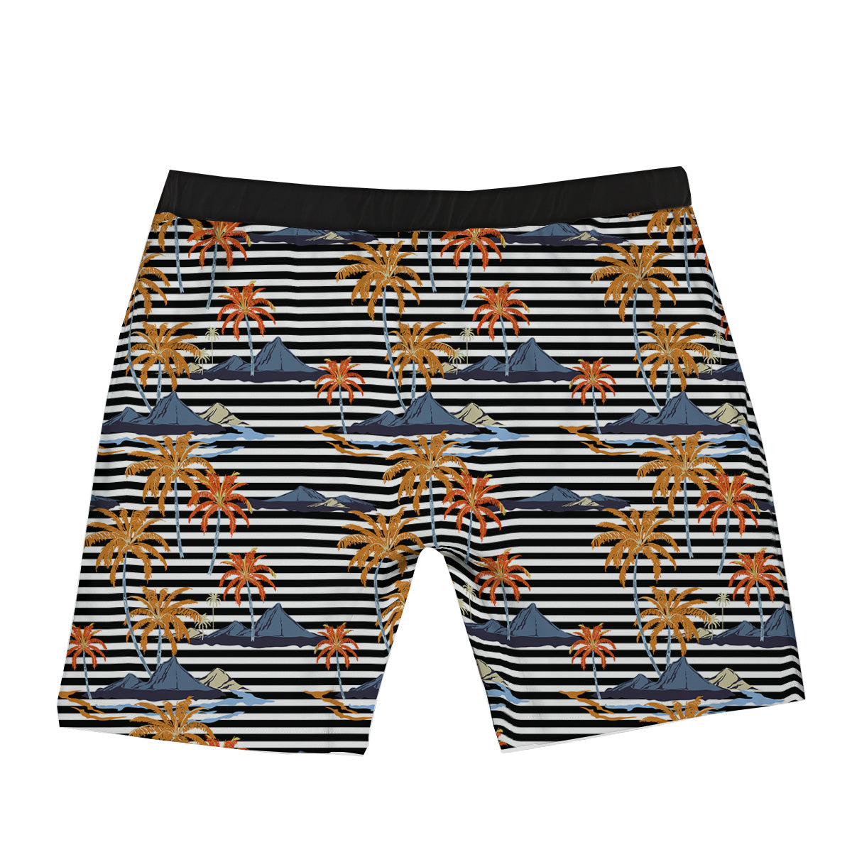Tropical Island And Stripes Print Pattern Boxer Briefs-grizzshop