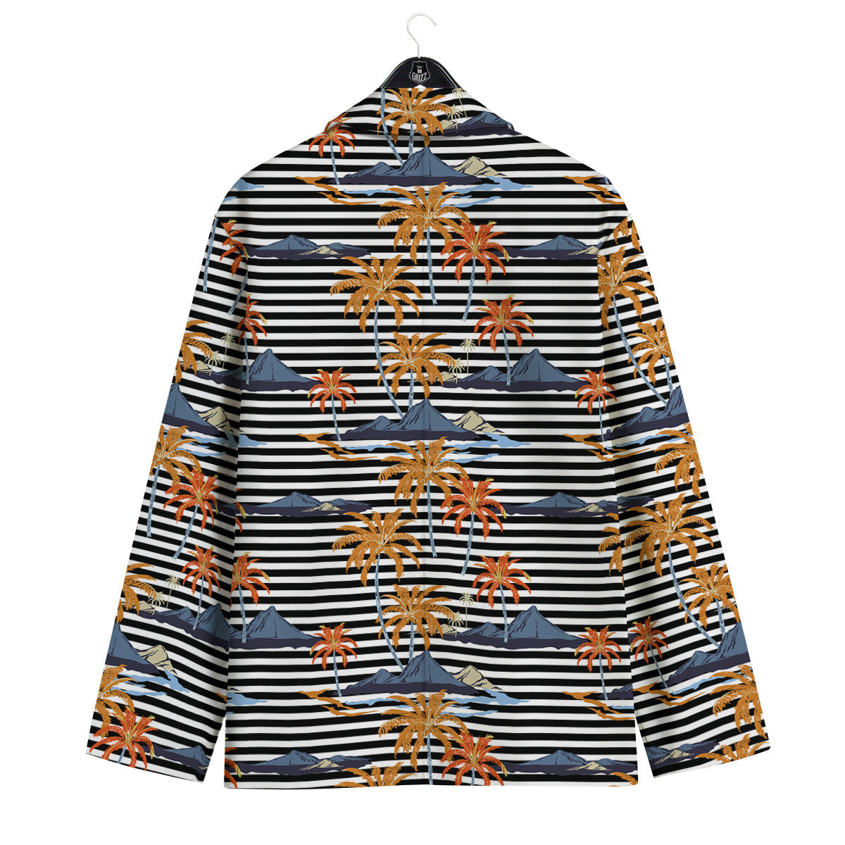Tropical Island And Stripes Print Pattern Men's Sport Coat-grizzshop