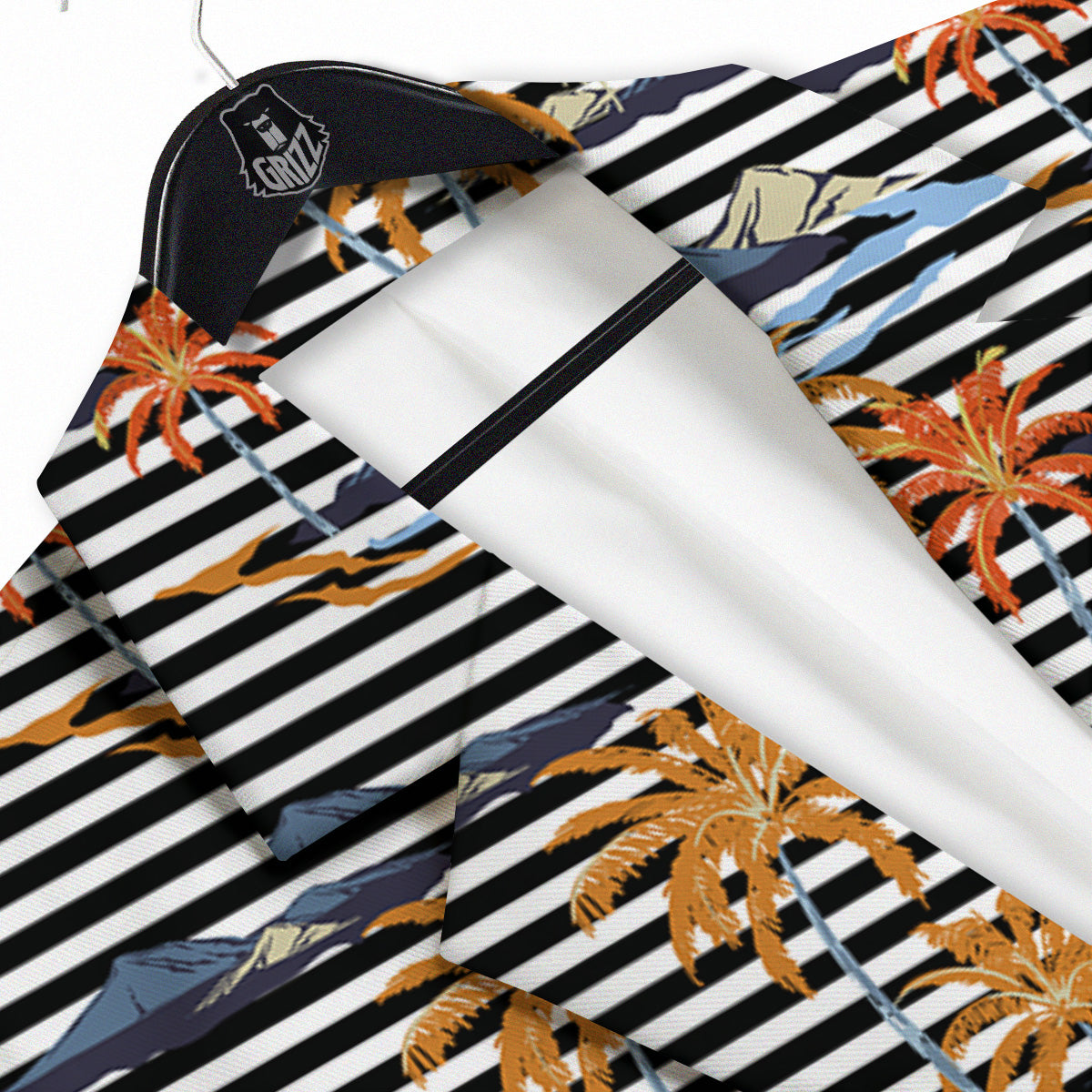 Tropical Island And Stripes Print Pattern Men's Sport Coat-grizzshop